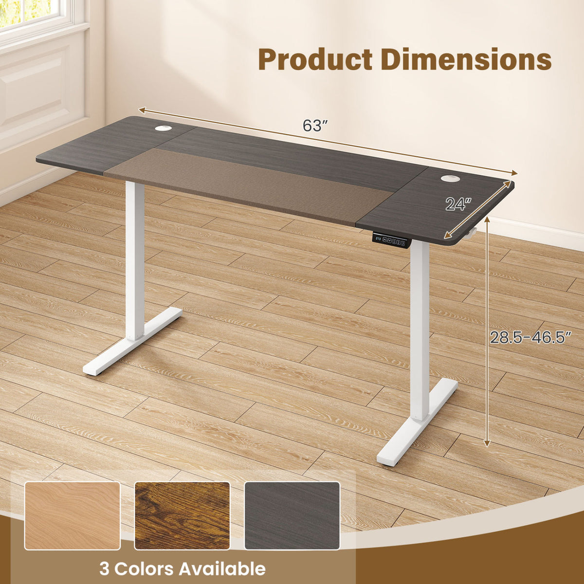 63 x 24 Inch Height Adjustable Sit Stand Computer Desk with 3 Memory Presets