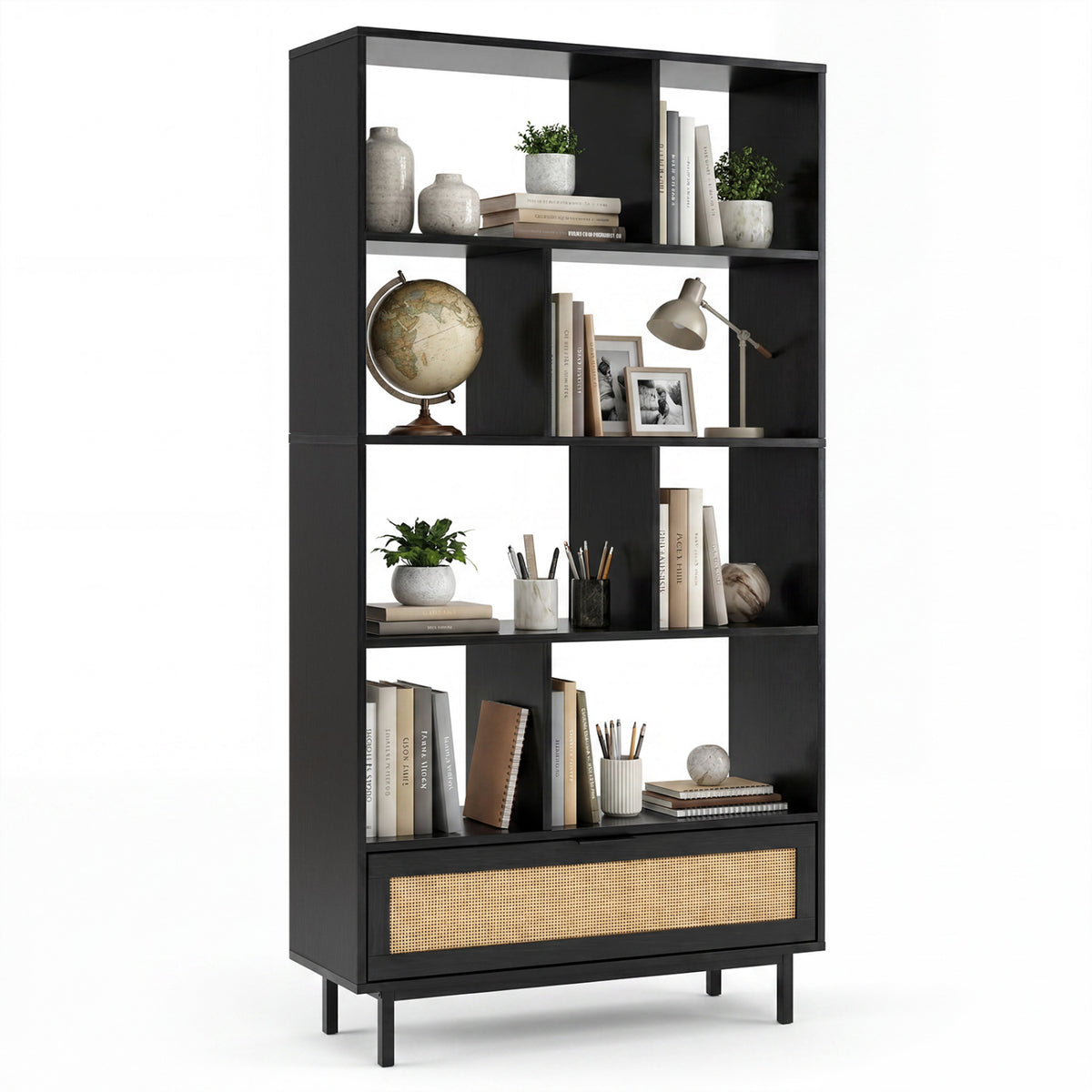 6-Tier Tall Wooden Bookcase with 8 Open Cubes