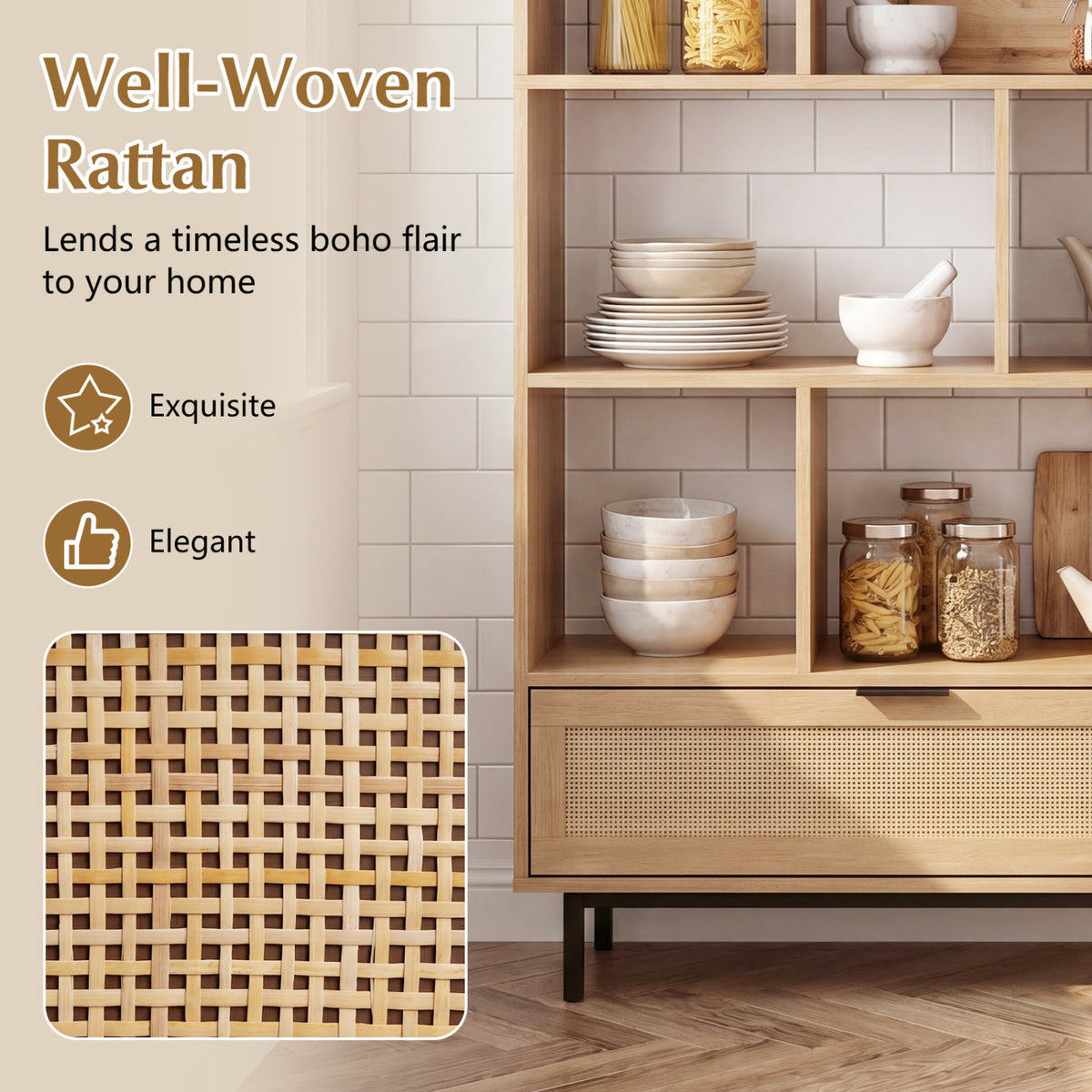 6-Tier Tall Wooden Bookcase with 8 Open Cubes
