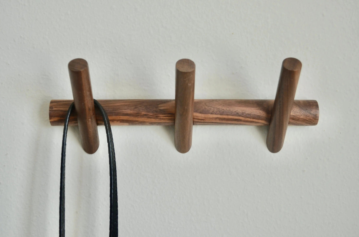 Boho Wood Coat Rack - Walnut & Beech Wood