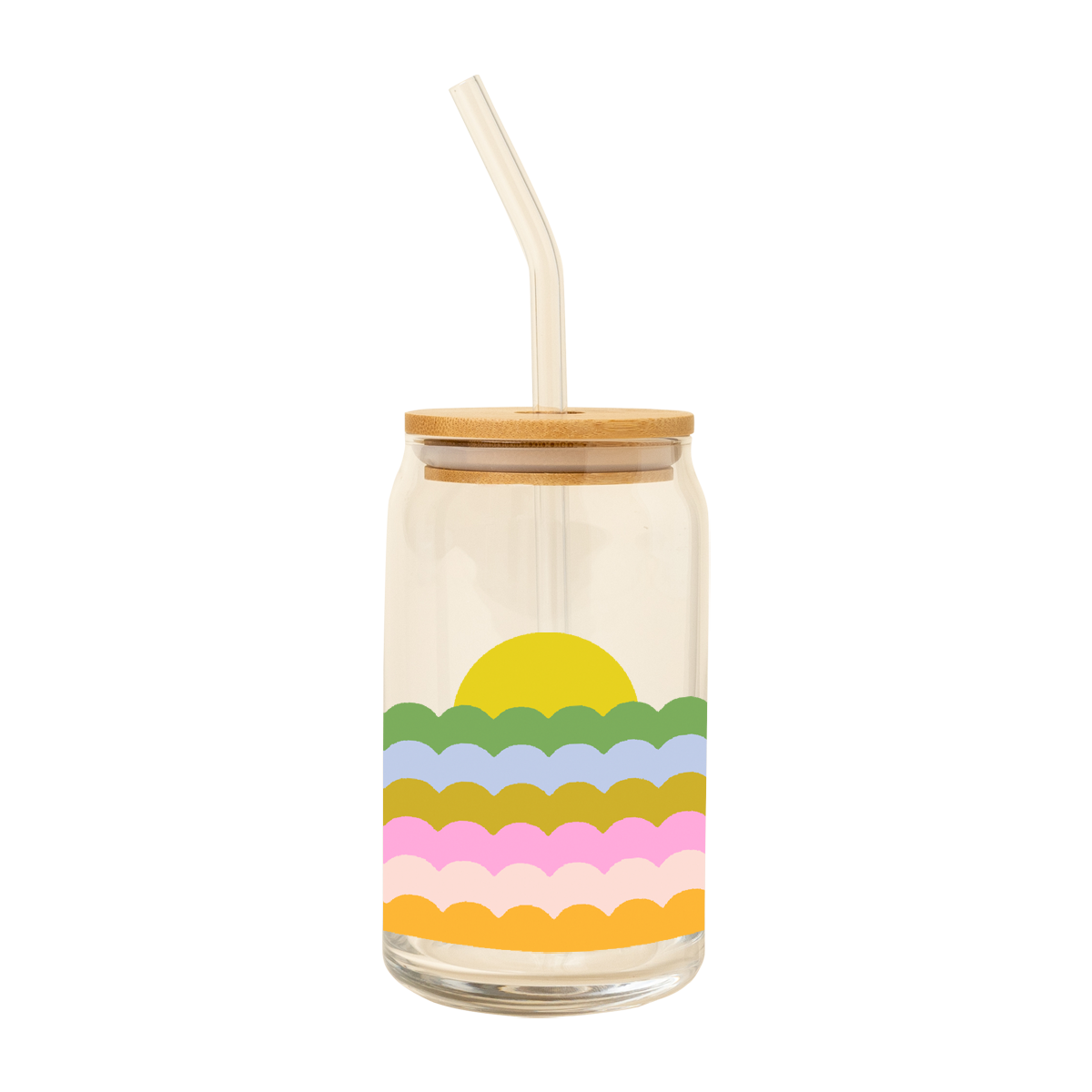 Can Glass w/ Lid + Straw