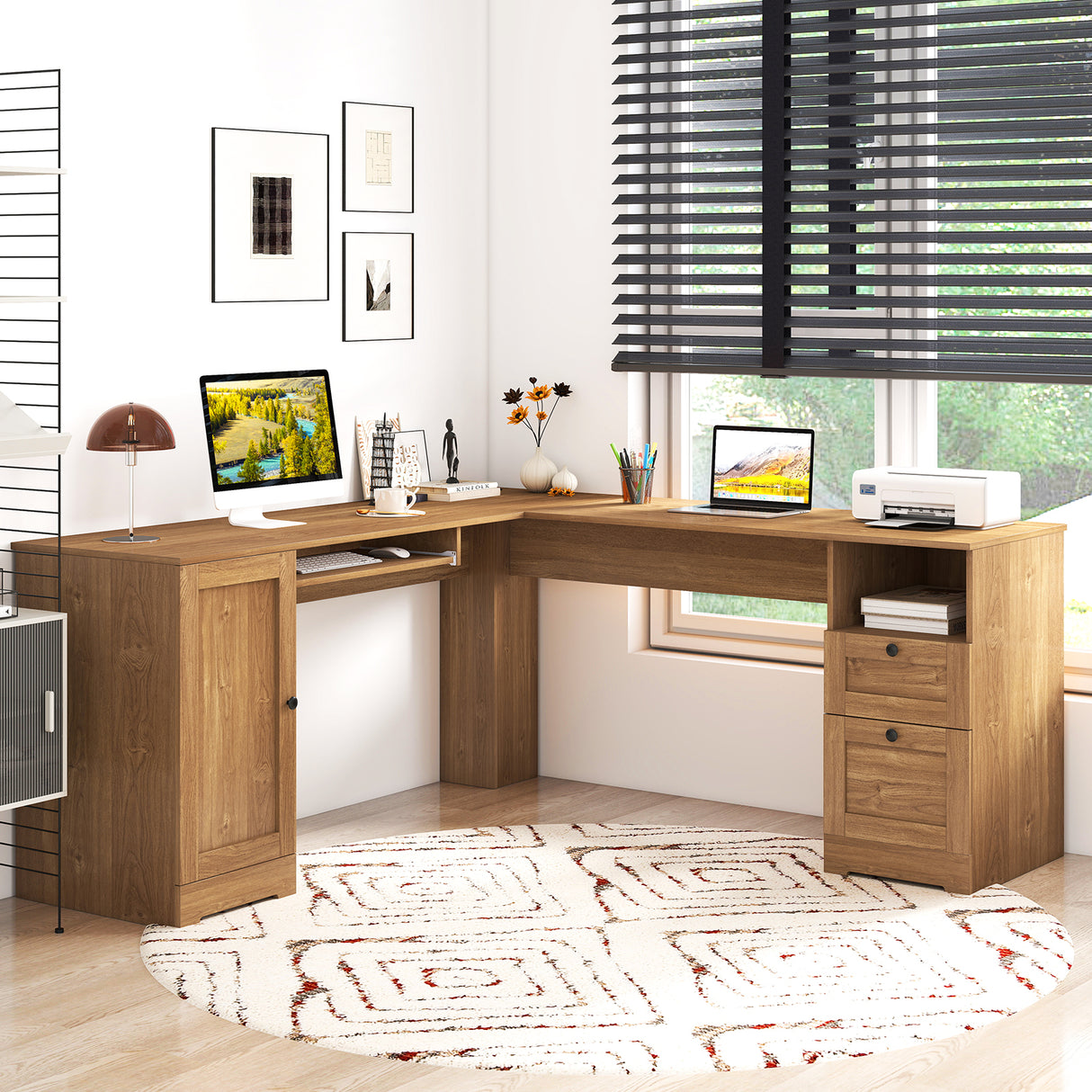 66 Inch L-Shaped Computer Desk