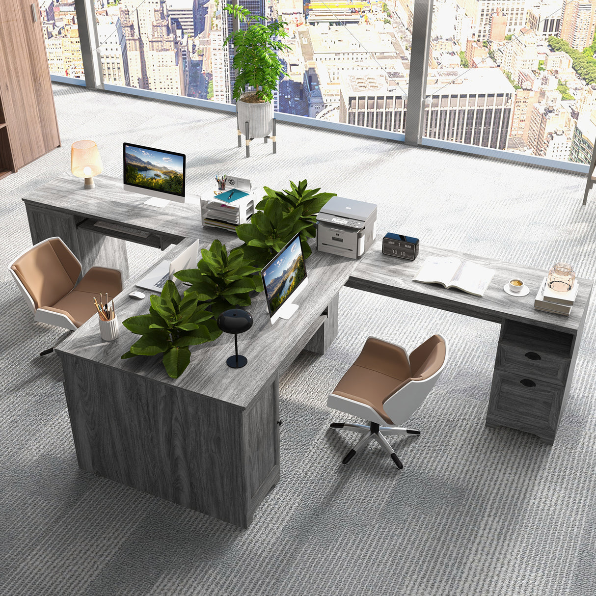 66 Inch L-Shaped Computer Desk