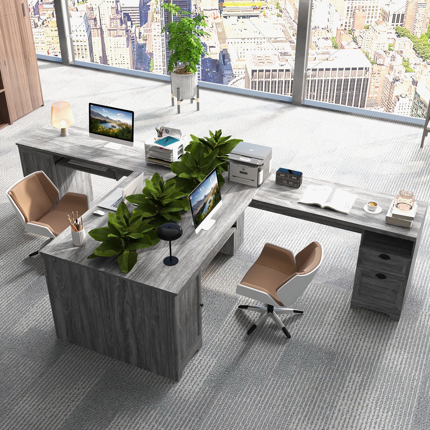 66 Inch L-Shaped Computer Desk