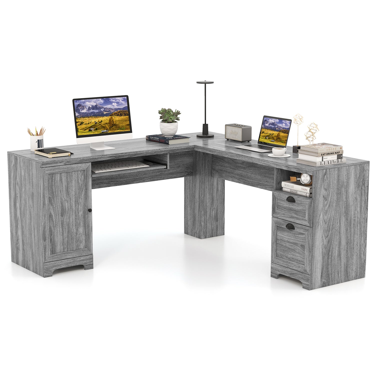 66 Inch L-Shaped Computer Desk