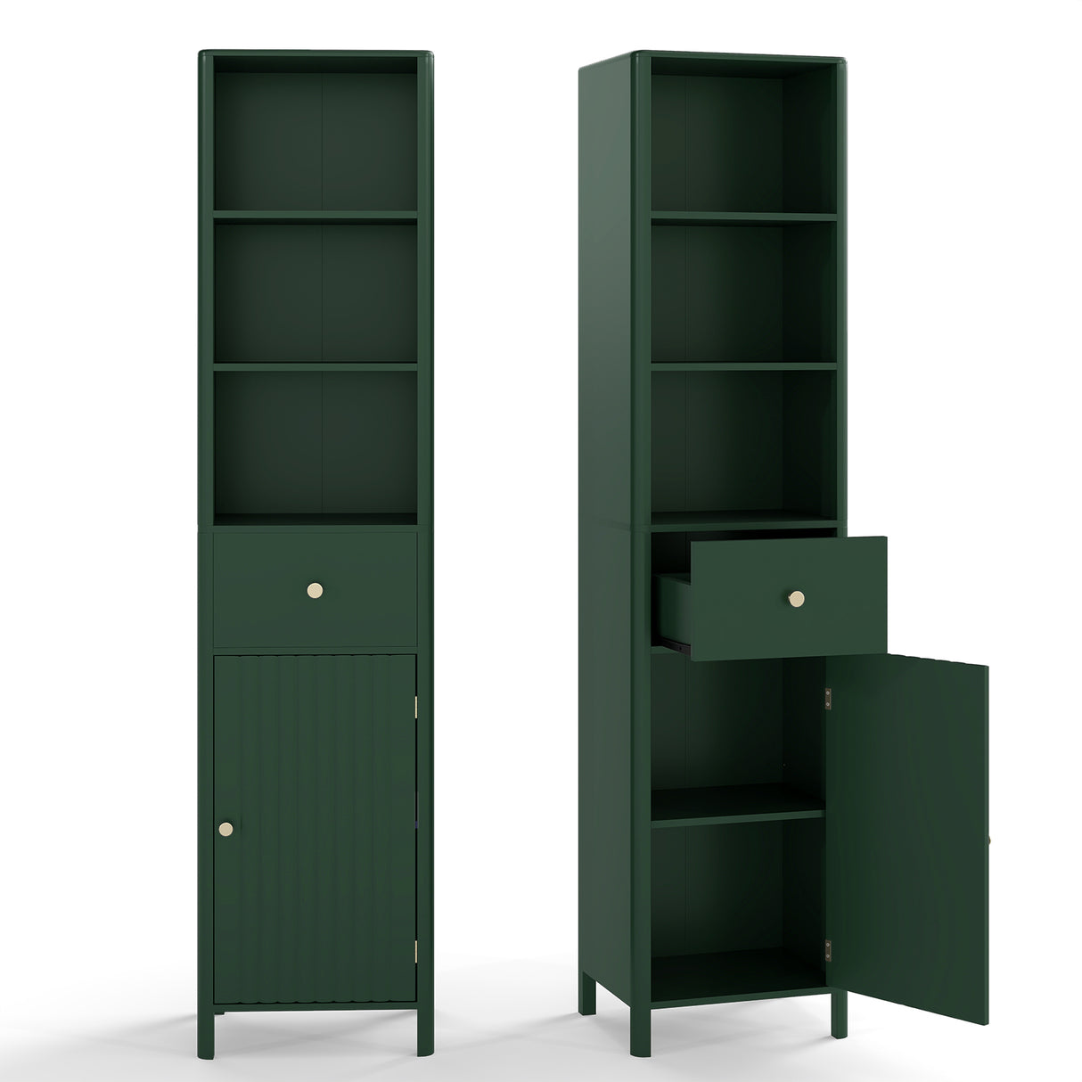 67 Inch Tall Bathroom Cabinet Narrow Floor Cabinet with Fluted Door