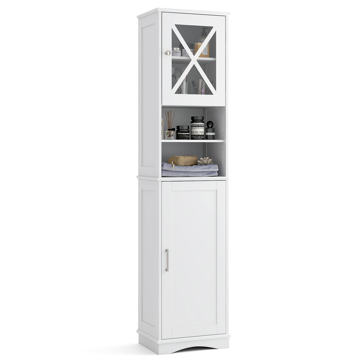 67 Inch Tall Bathroom Cabinet Freestanding Storage Cabinet with 5 Adjustable Shelves