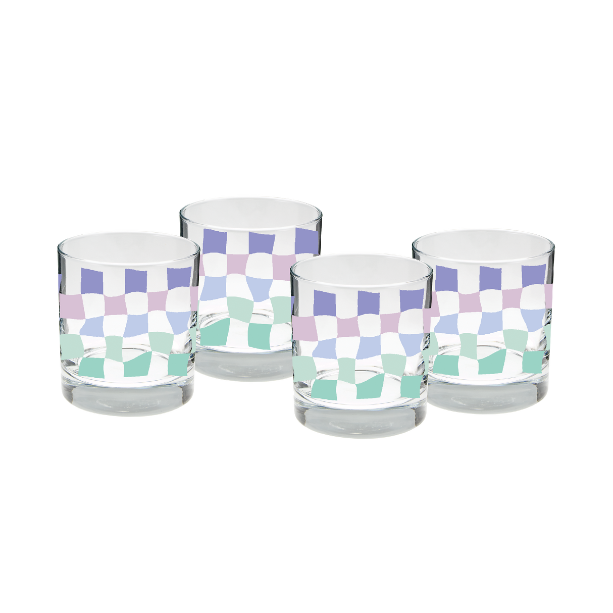 Rocks Glass Set - Peri Carnival Check