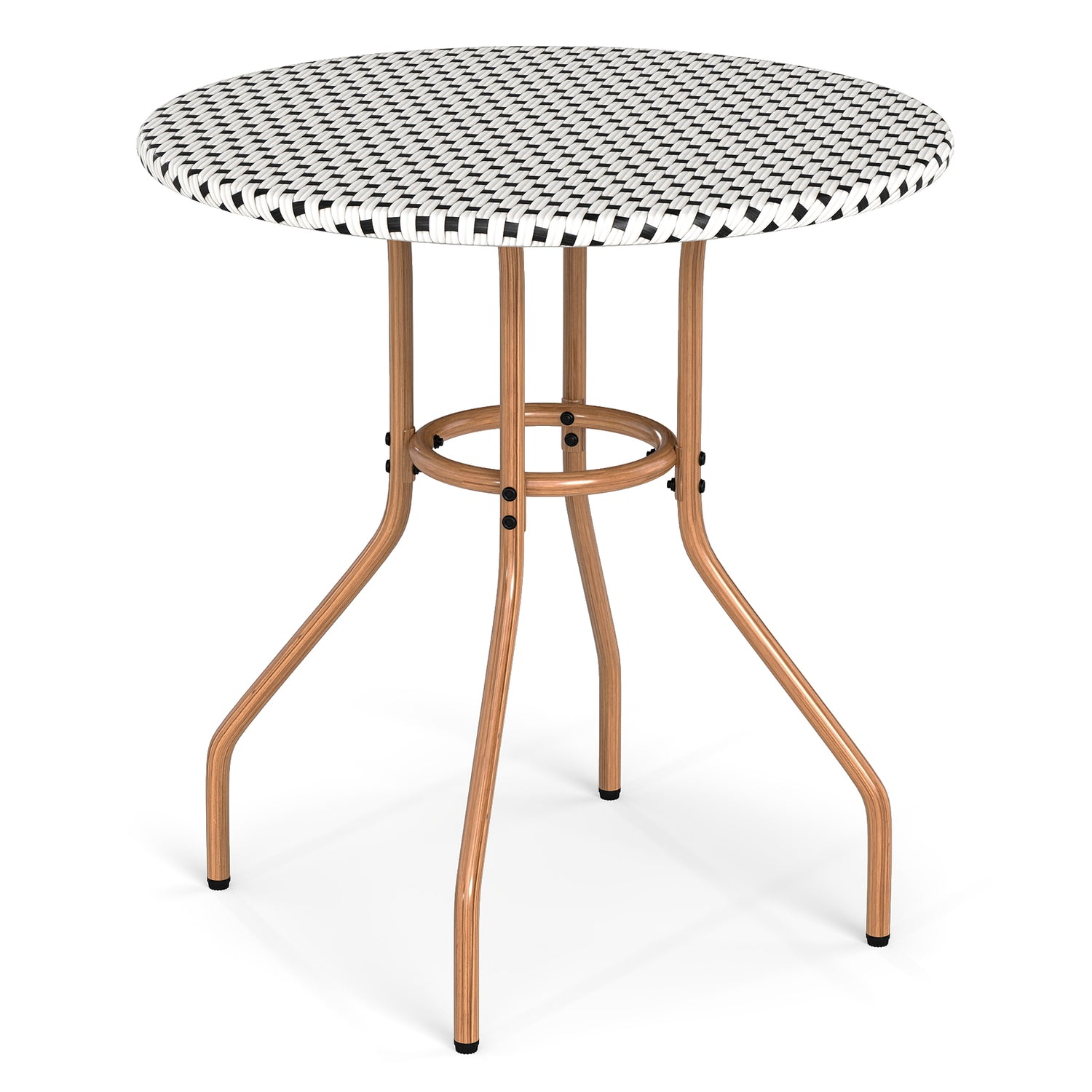 27.5 inch Outdoor Bistro Table with Heavy Duty Metal Frame and Adjustable Foot Pads-white