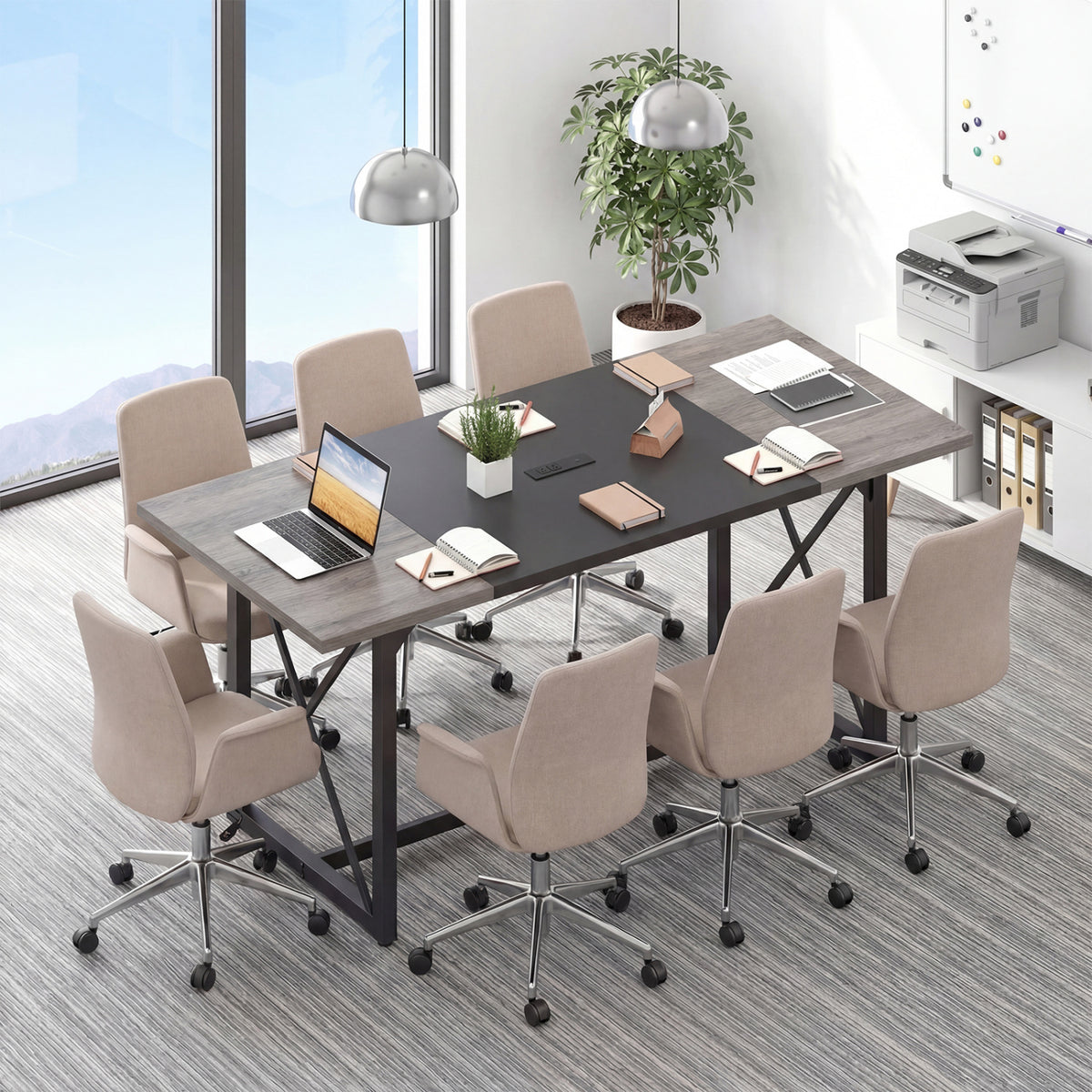 Conference Table with Power Outlets Seats 6-8 People for Office