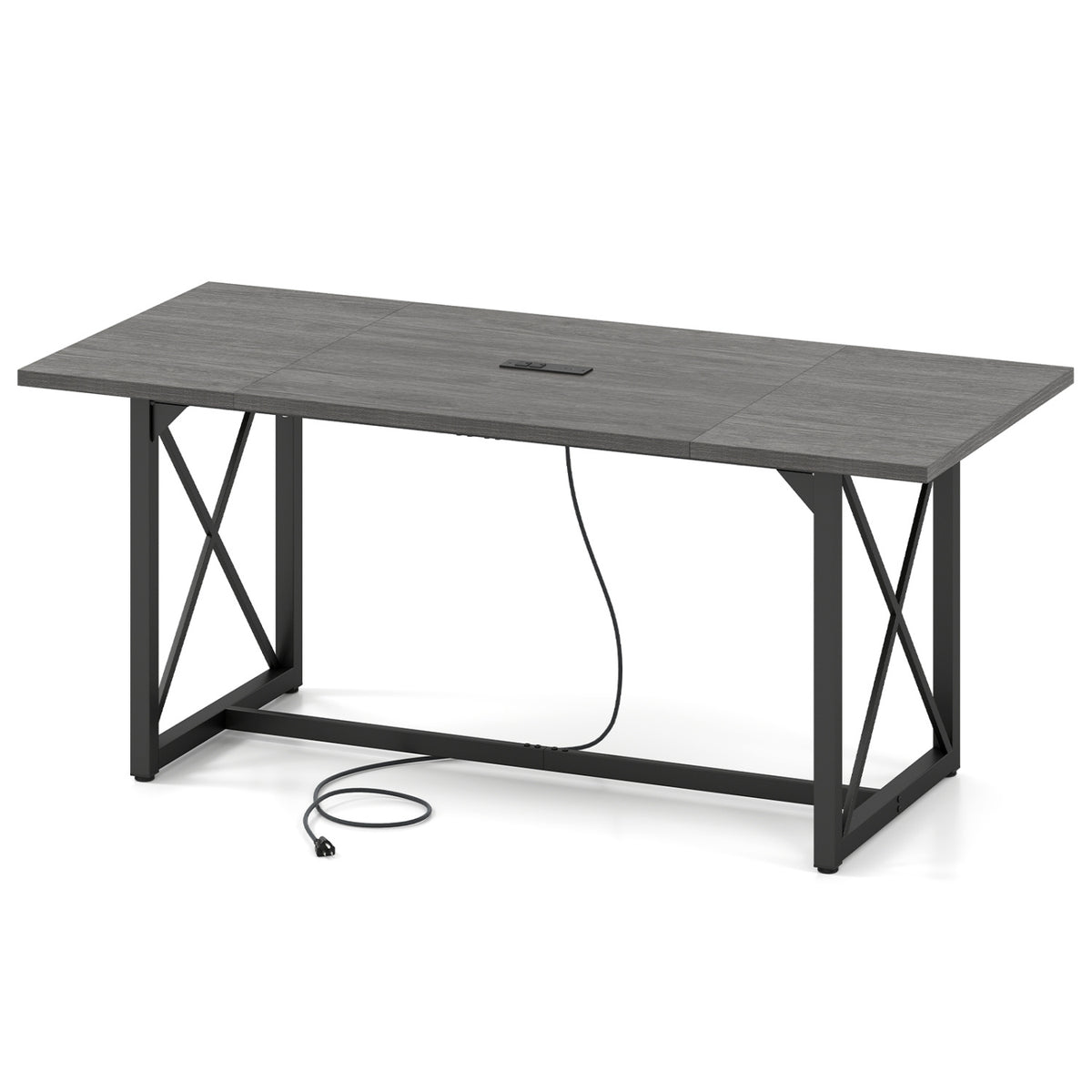Conference Table with Power Outlets Seats 6-8 People for Office
