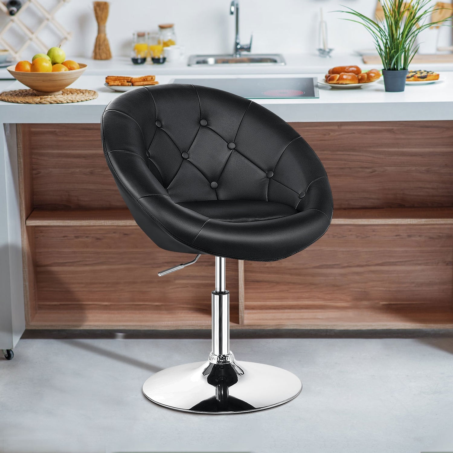 1 Piece Modern Adjustable Swivel Round PU Leather Chair