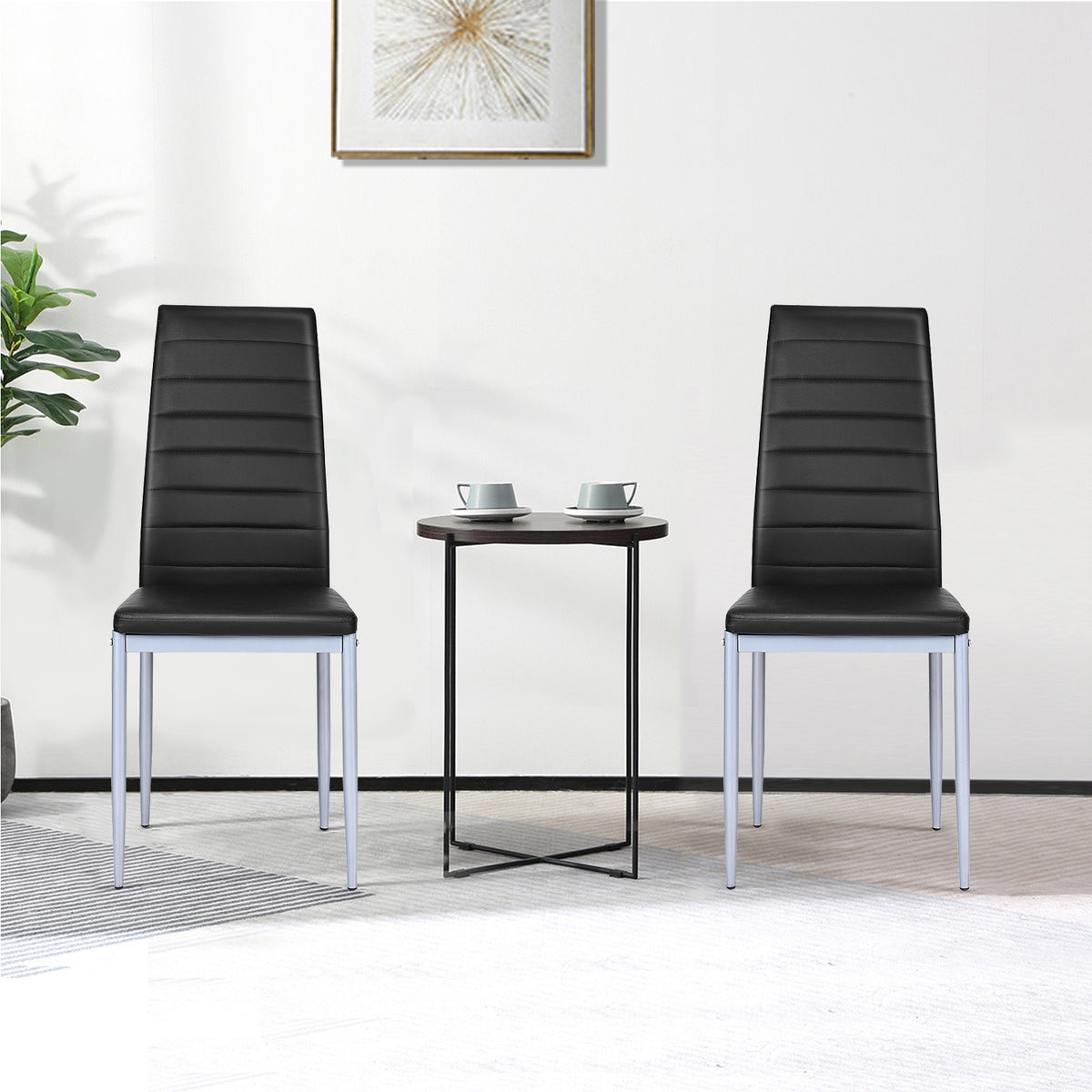 4 pcs PVC Leather Dining Side Chairs Elegant Design