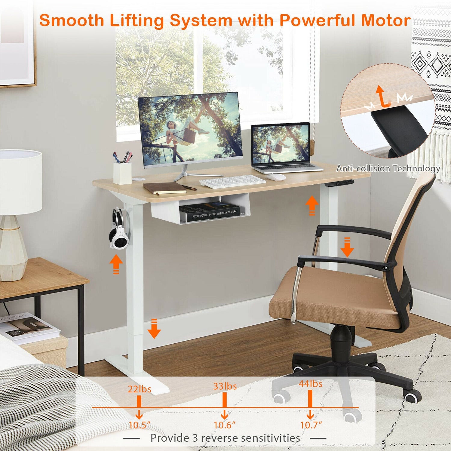 48 Inches Electric Standing Adjustable Desk with Control Panel and USB Port