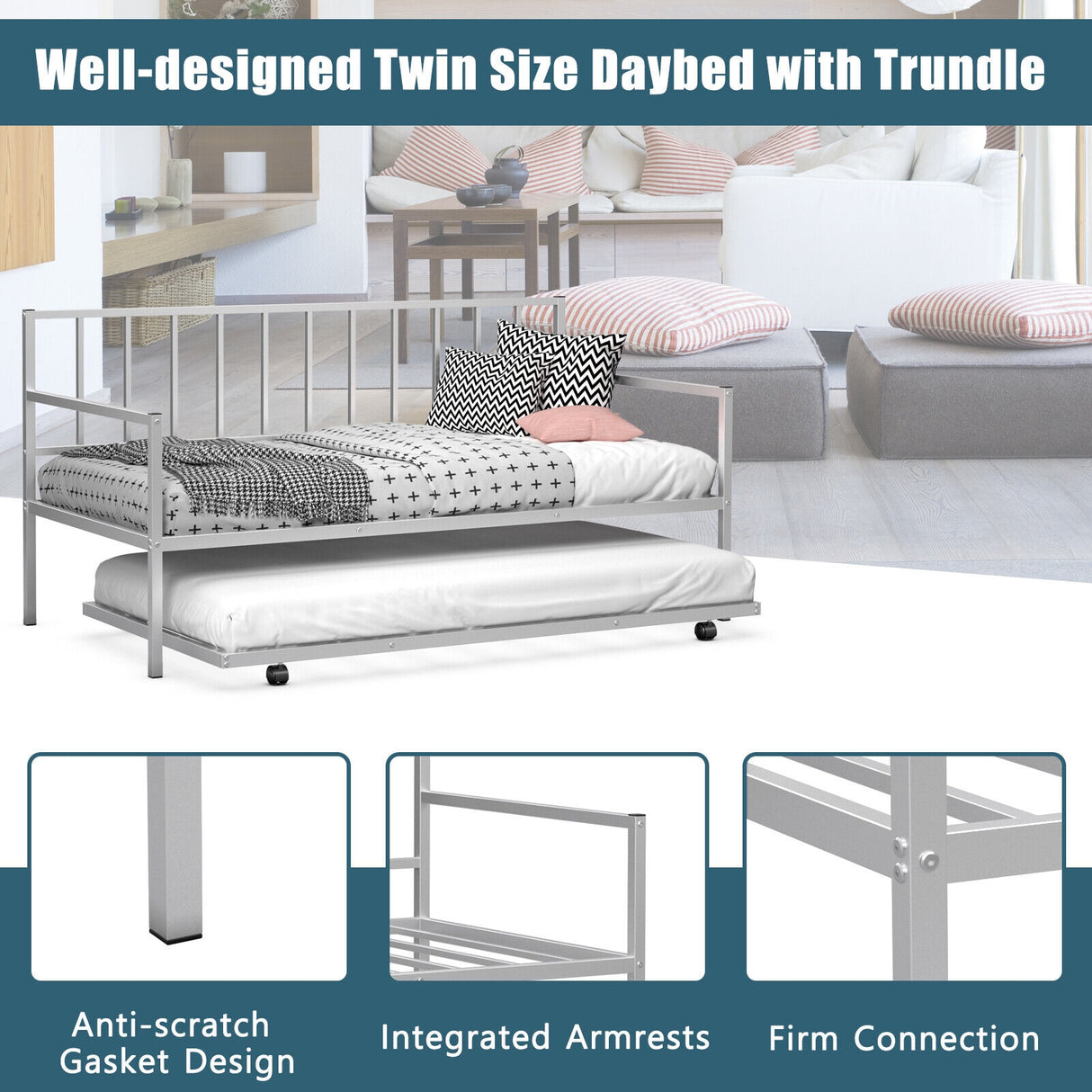 Twin Size Daybed and Trundle Frame Set Trundle Bedframe