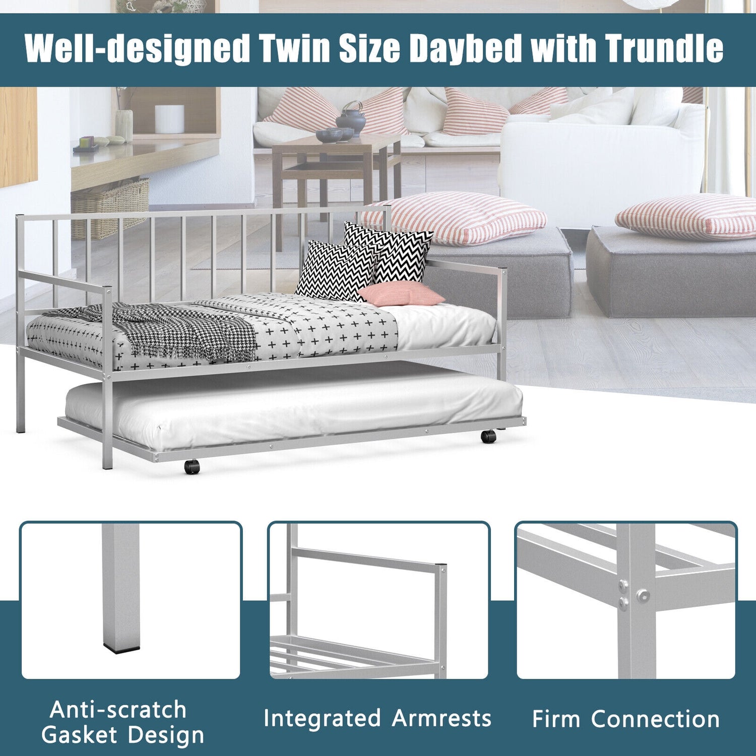 Twin Size Daybed and Trundle Frame Set Trundle Bedframe
