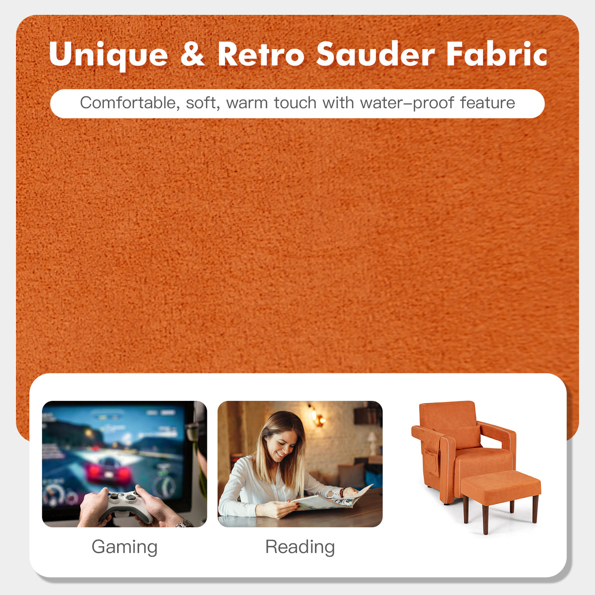 Modern Berber Fleece Single Sofa Chair with Ottoman and Waist Pillow