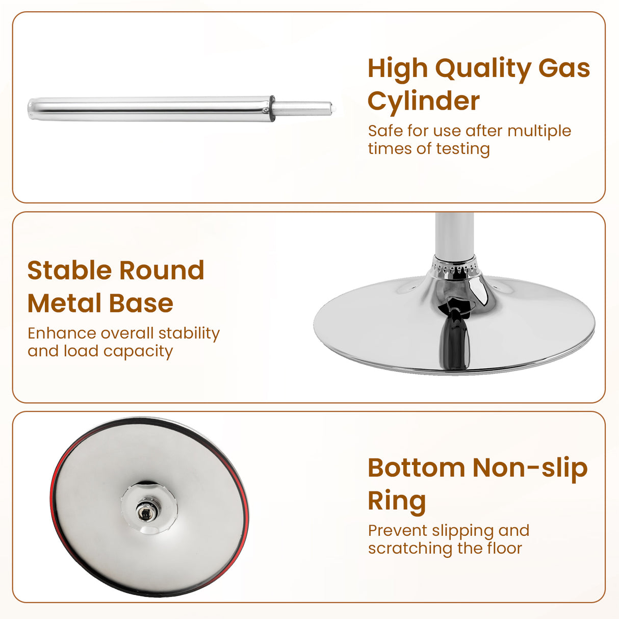 PU Leather Upholstered Bar Stools Set of 2 with Back and Adjustable Height