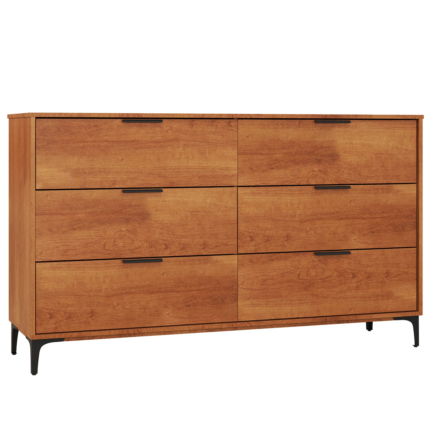 6-Drawer Dresser with Interlock System for Bedroom Living Room-Cherry
