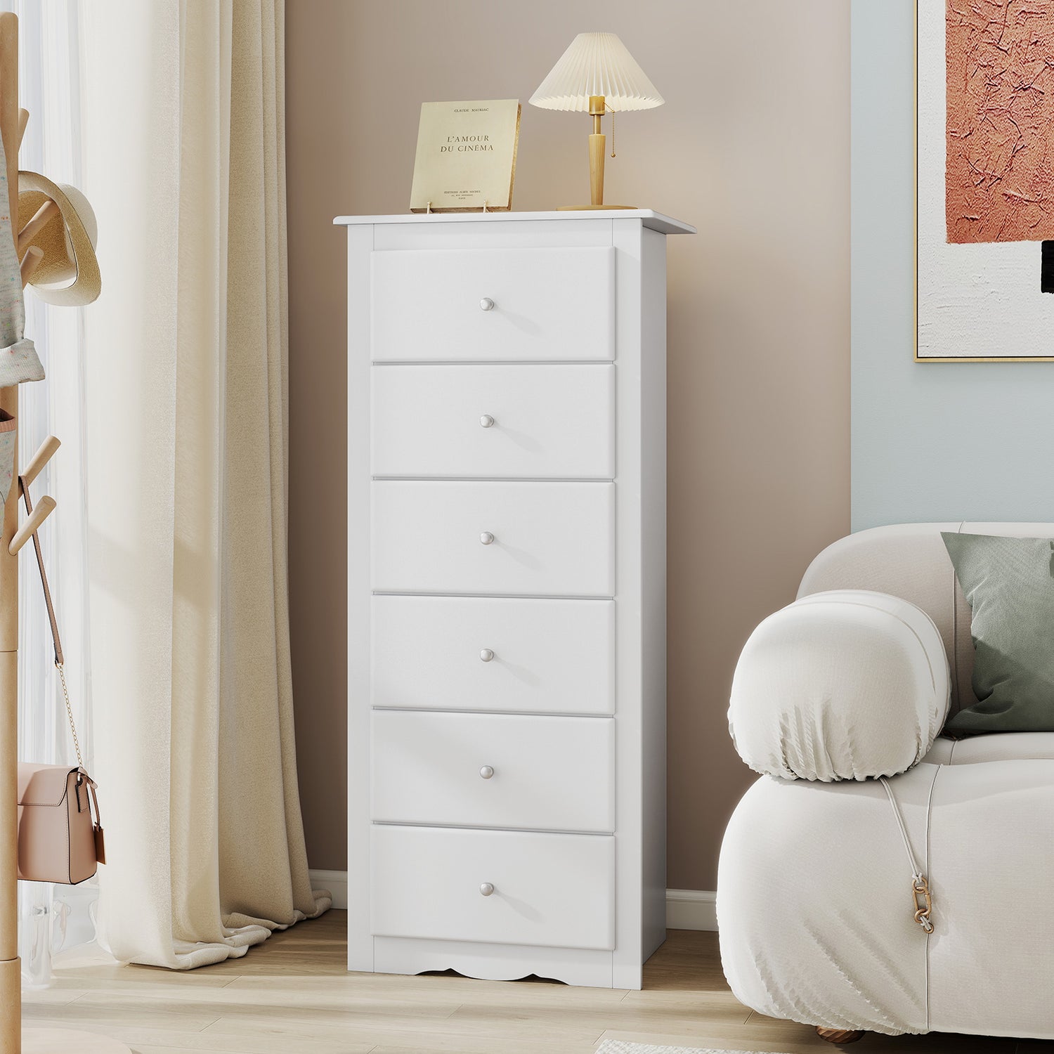 6 Drawers Chest Dresser Clothes Storage Bedroom Furniture Cabinet