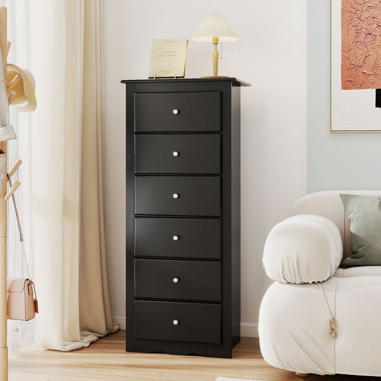 6 Drawers Chest Dresser Clothes Storage Bedroom Furniture Cabinet