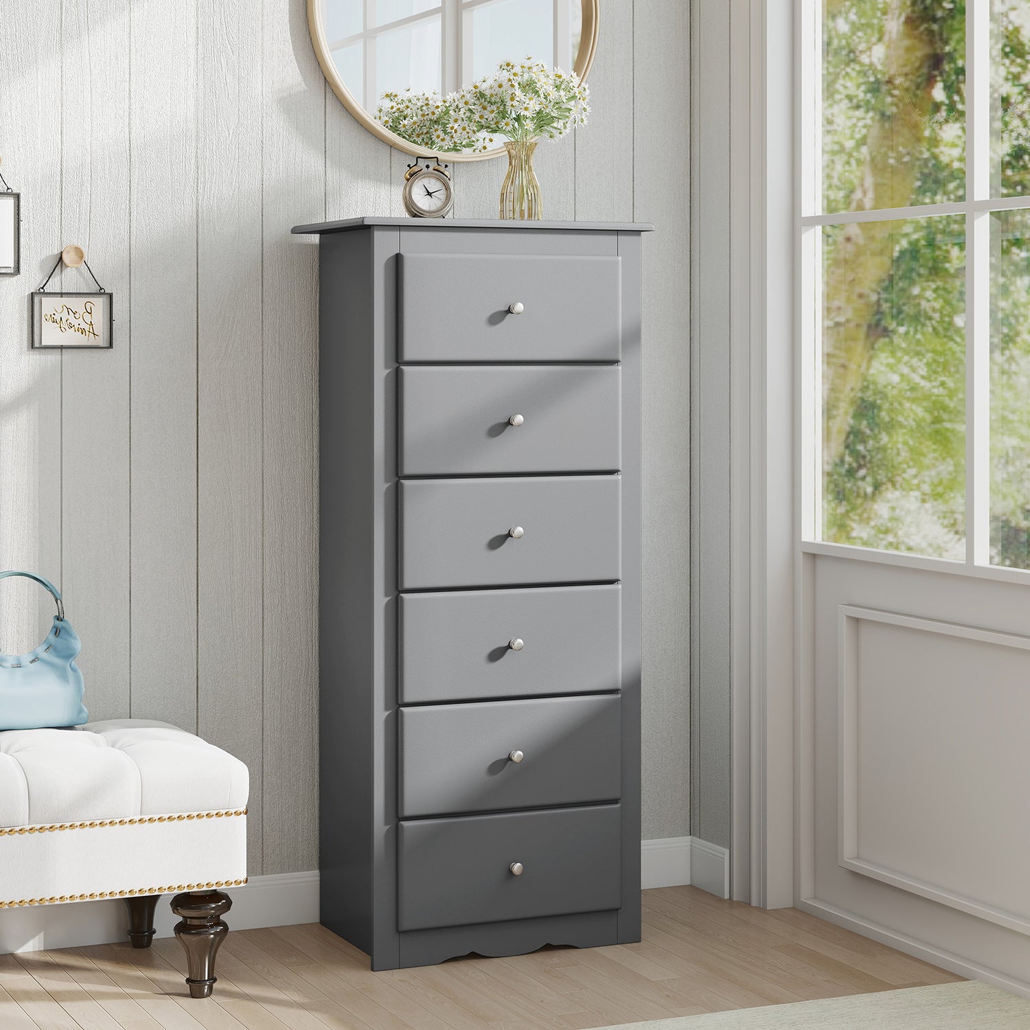 6 Drawers Chest Dresser Clothes Storage Bedroom Furniture Cabinet