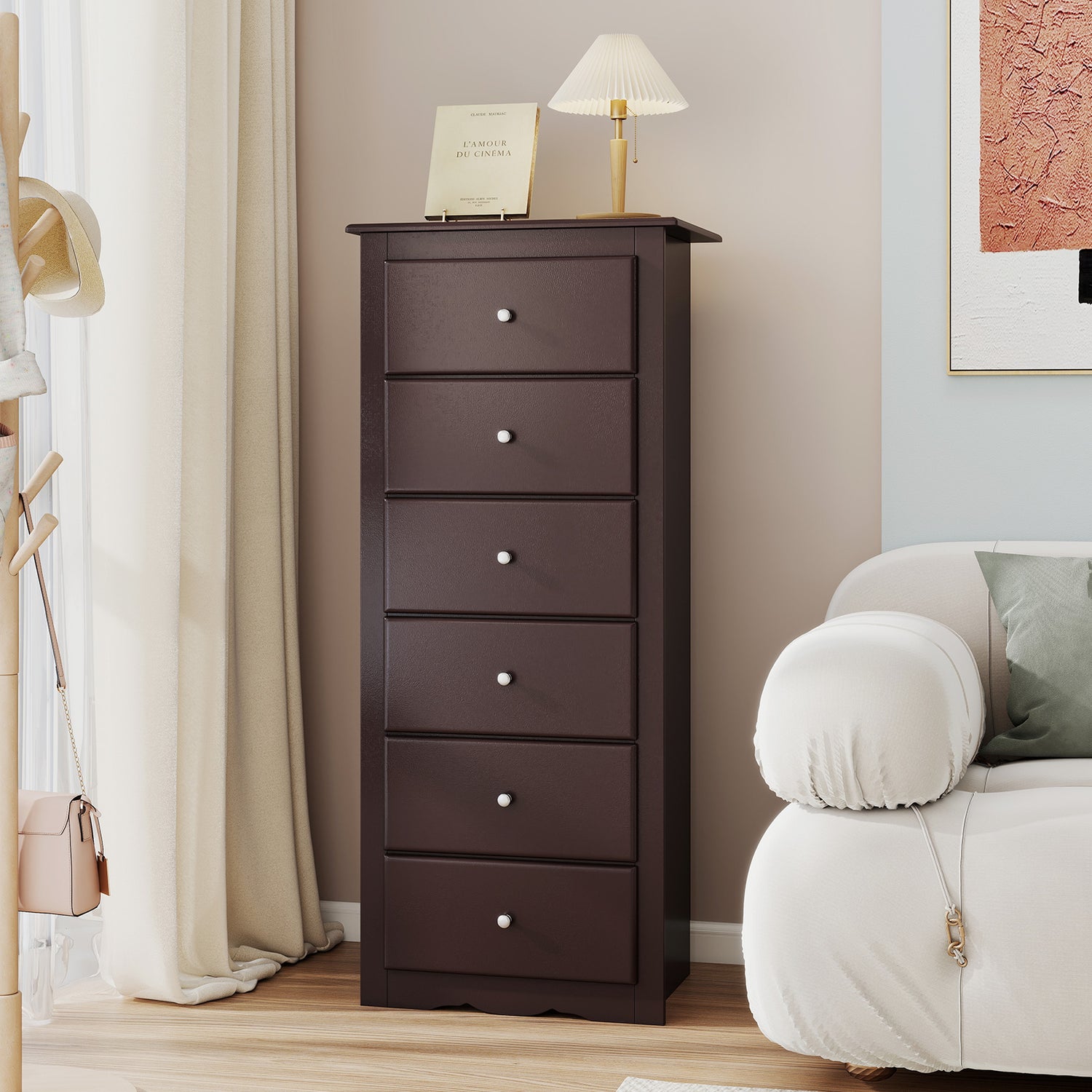 6 Drawers Chest Dresser Clothes Storage Bedroom Furniture Cabinet