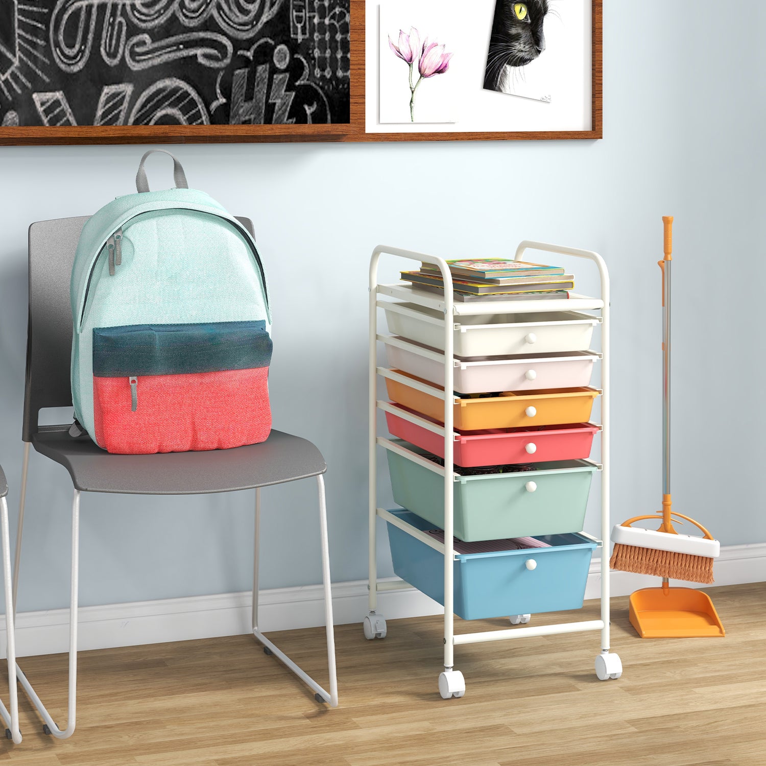 6 Drawers Rolling Storage Cart Organizer-Transparent