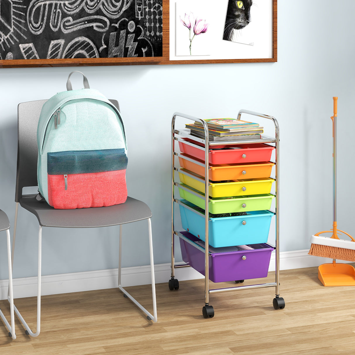 6 Drawers Rolling Storage Cart Organizer-Transparent