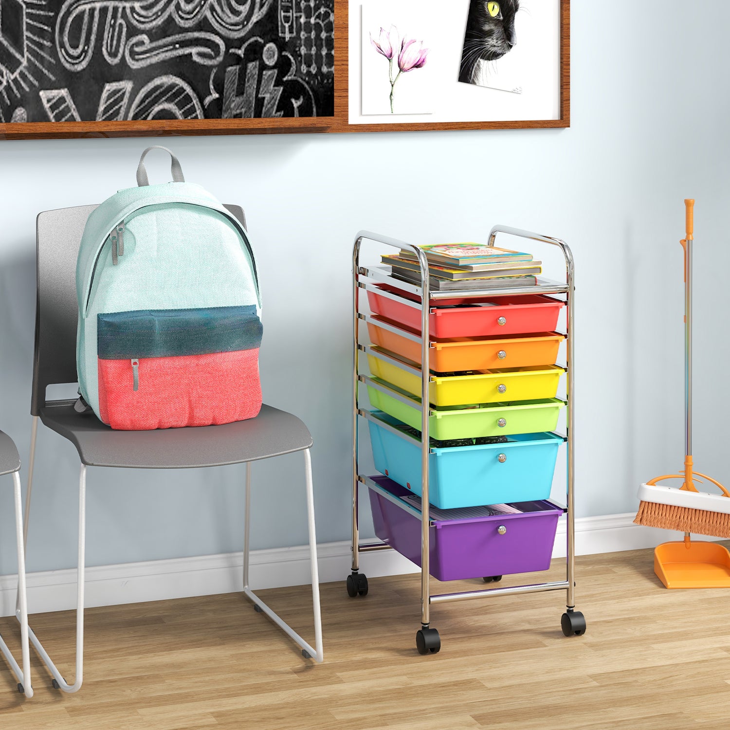 6 Drawers Rolling Storage Cart Organizer-Transparent