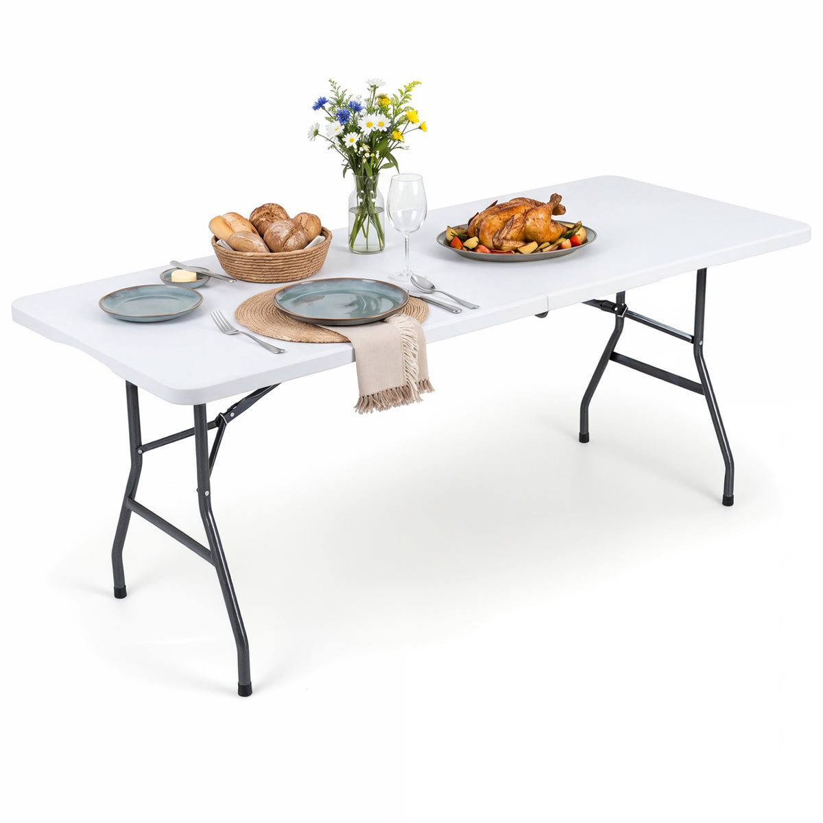 Plastic Fold-in-Half Camping Table