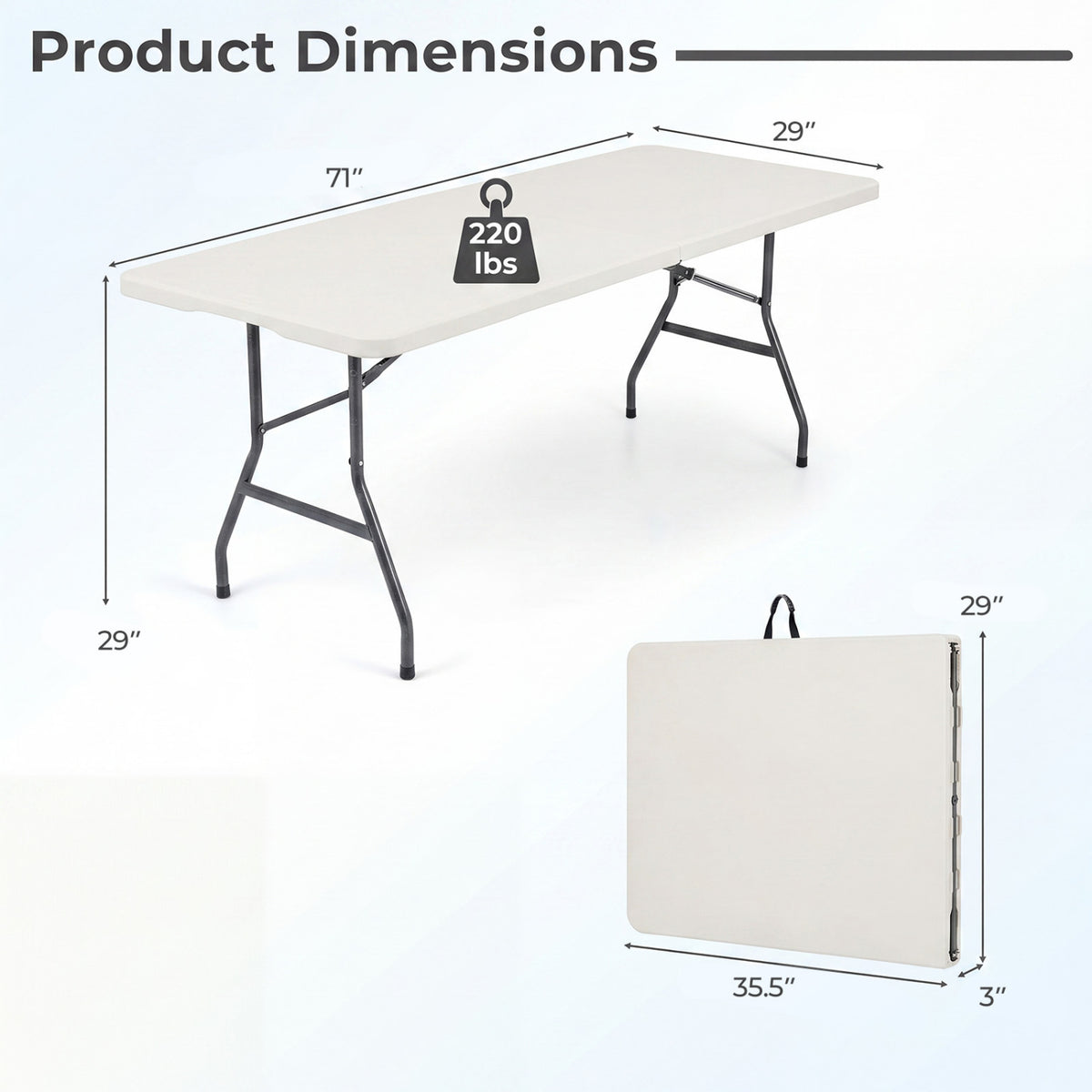 Plastic Fold-in-Half Camping Table