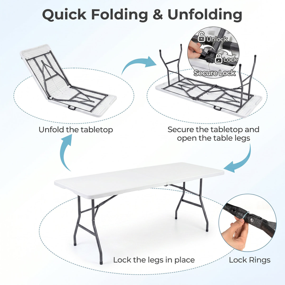 Plastic Fold-in-Half Camping Table