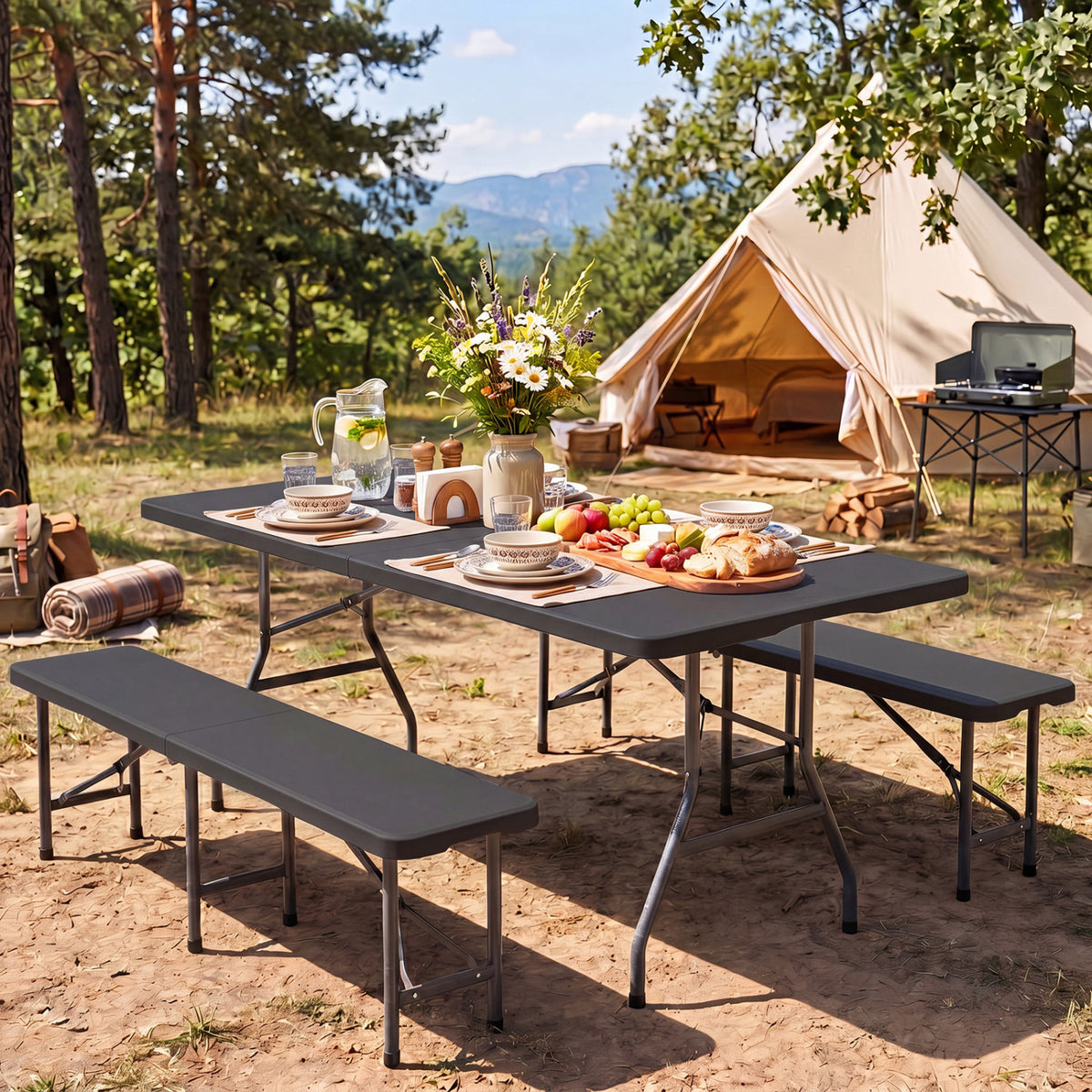 Plastic Fold-in-Half Camping Table