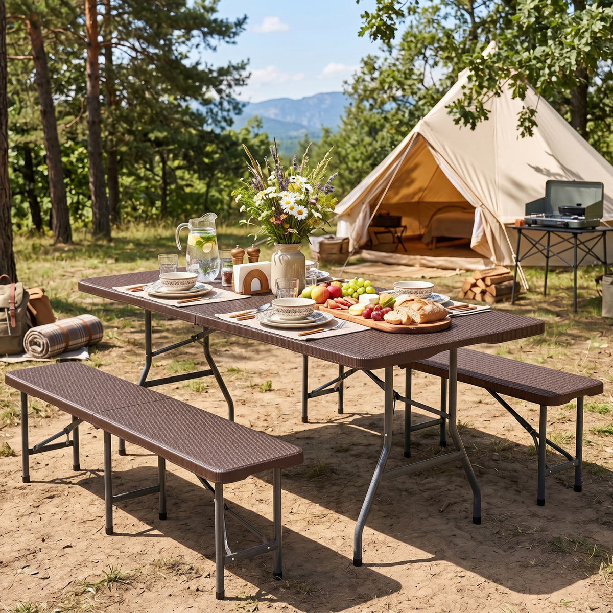 Plastic Fold-in-Half Camping Table