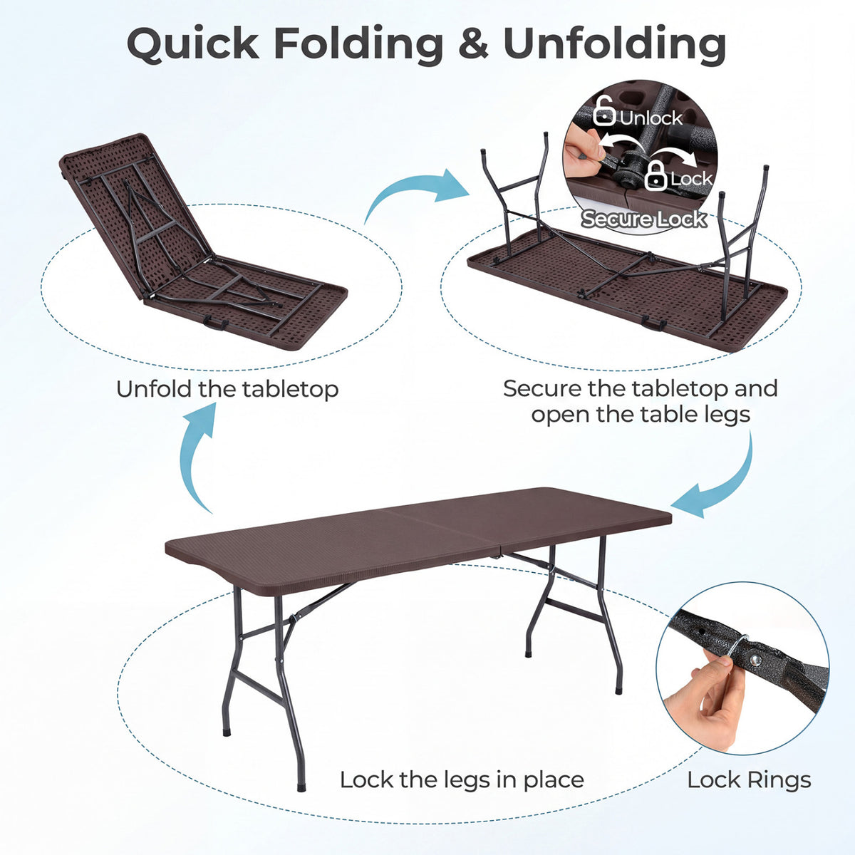 Plastic Fold-in-Half Camping Table