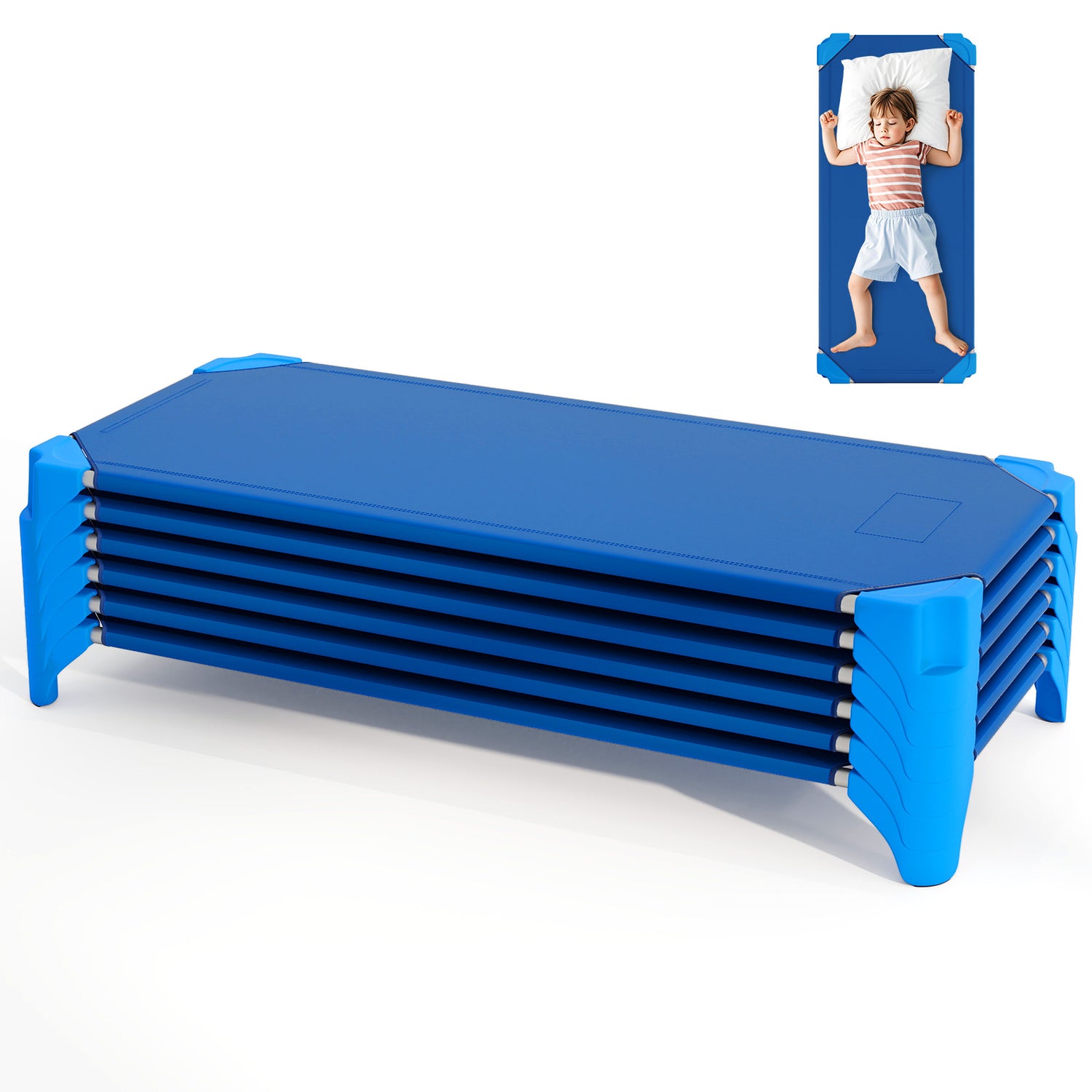 Portable 6 Pack Stackable Daycare Cots Sleeping Bed for Kids 52 Inch