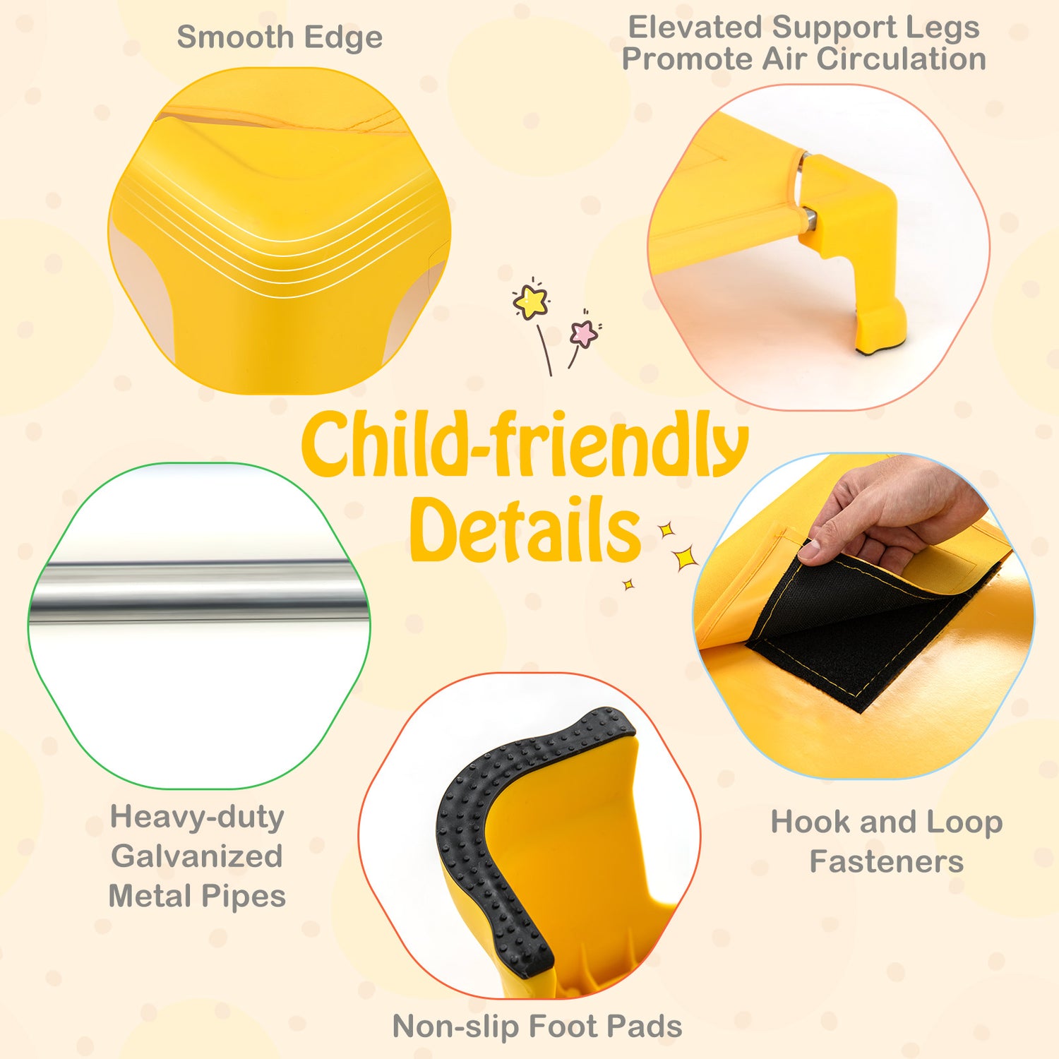 Portable 6 Pack Stackable Daycare Cots Sleeping Bed for Kids 53 Inch