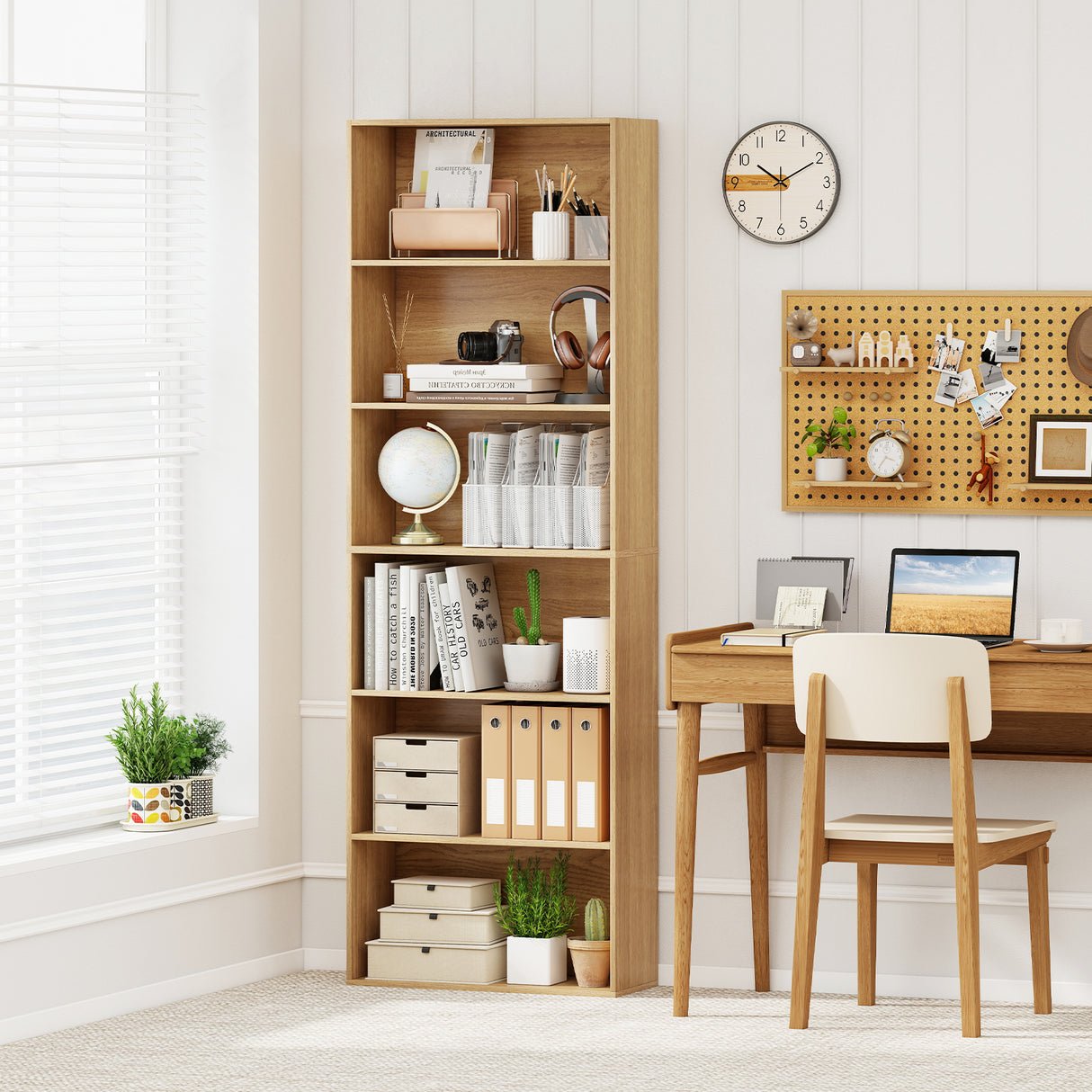 6-Tier Bookcase with 6 Open Shelves and Anti-Toppling Kits