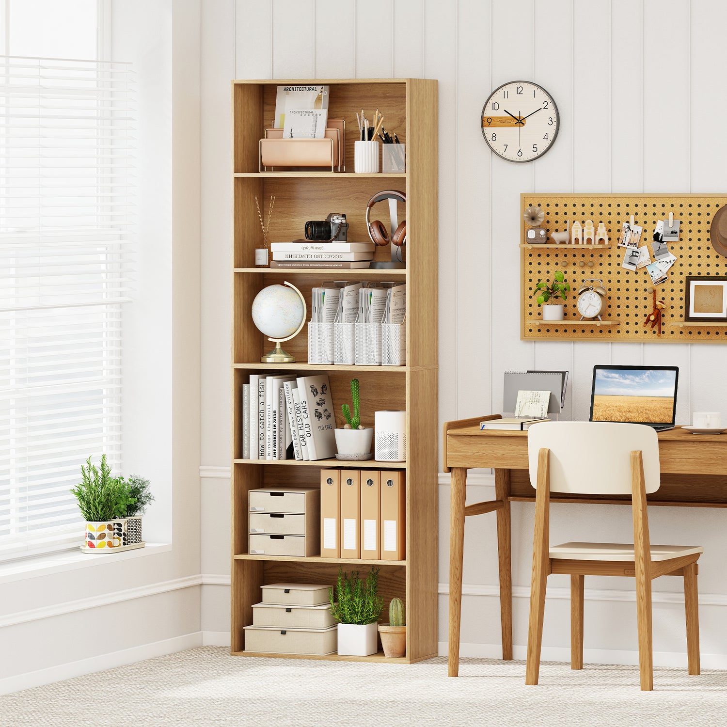 6-Tier Bookcase with 6 Open Shelves and Anti-Toppling Kits