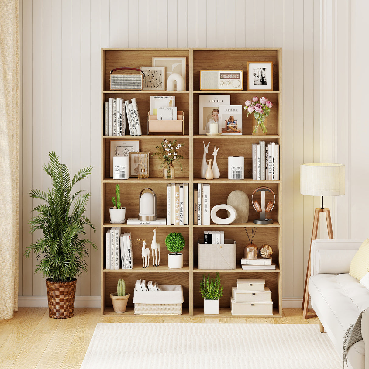 6-Tier Bookcase with 6 Open Shelves and Anti-Toppling Kits