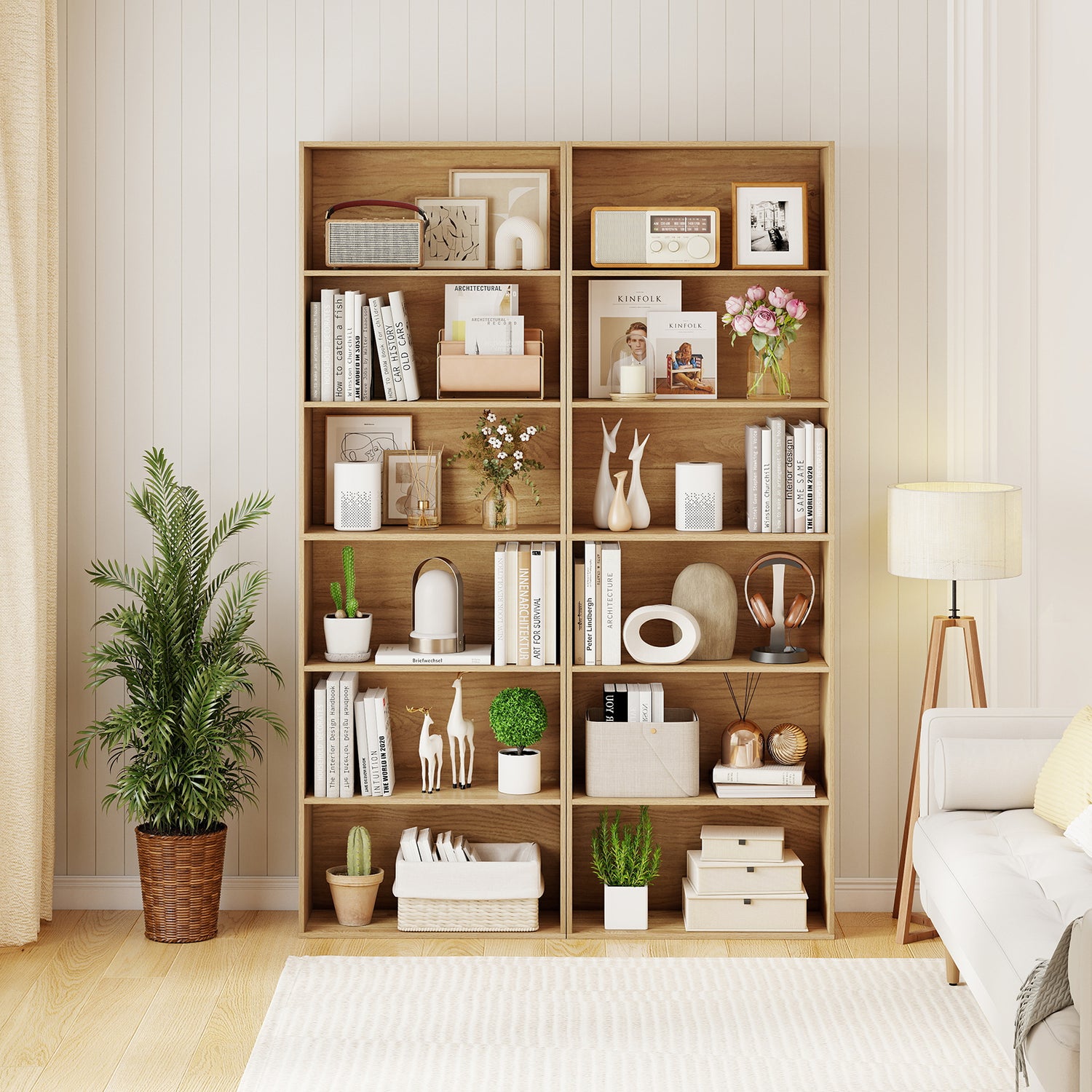 6-Tier Bookcase with 6 Open Shelves and Anti-Toppling Kits