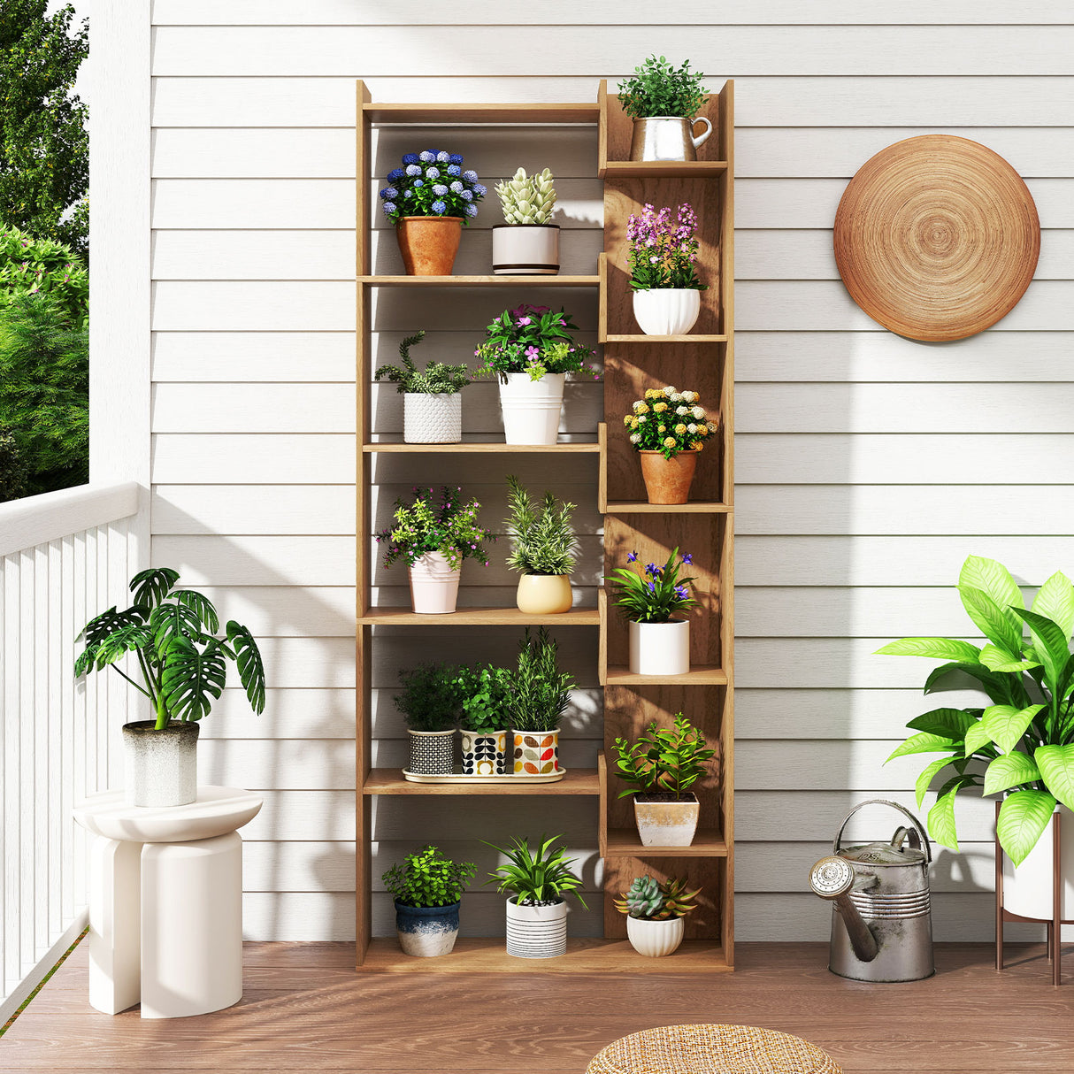 6-Tier Bookshelf Wooden Bookcase with 2 Anti-Tipping Kits Open Display Shelf