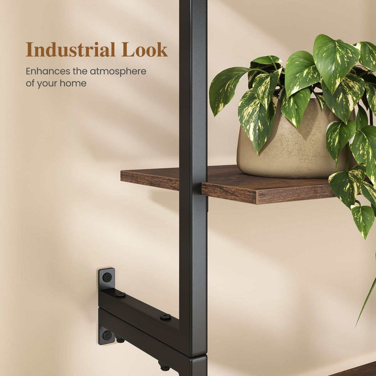 6-Tier Freestanding ladder Storage bookshelf with Metal Frame for Study and Pantry