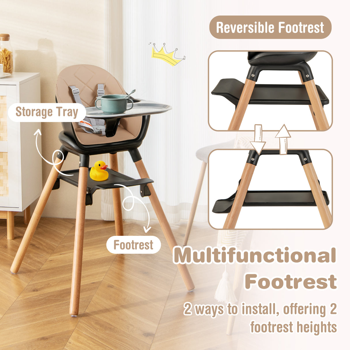 6-in-1 Baby High Chair with Removable Dishwasher and Safe Tray