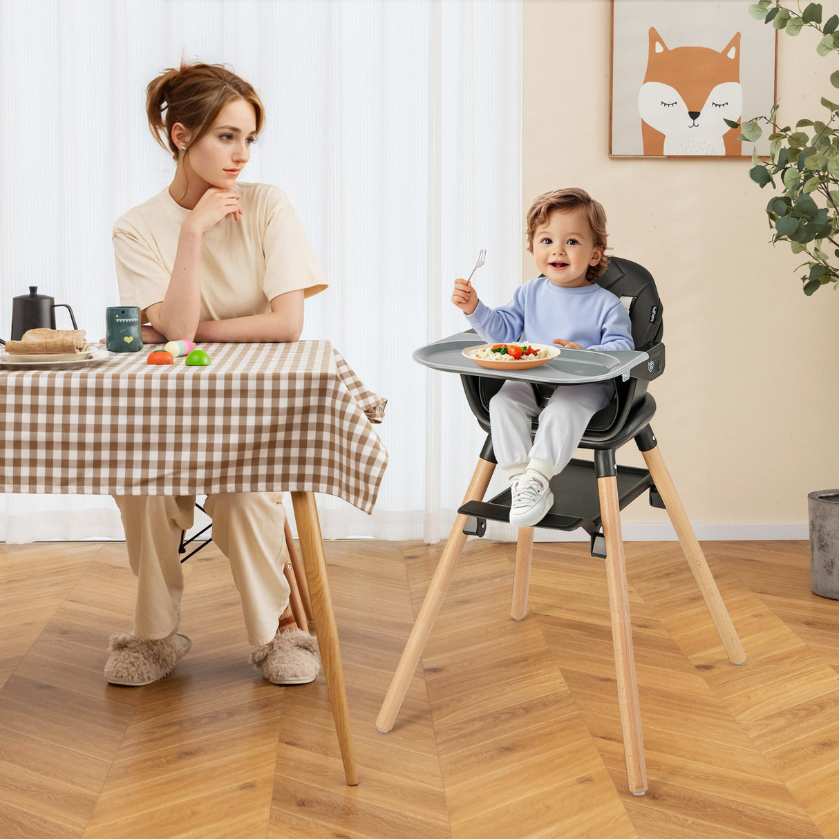 6-in-1 Baby High Chair with Removable Dishwasher and Safe Tray