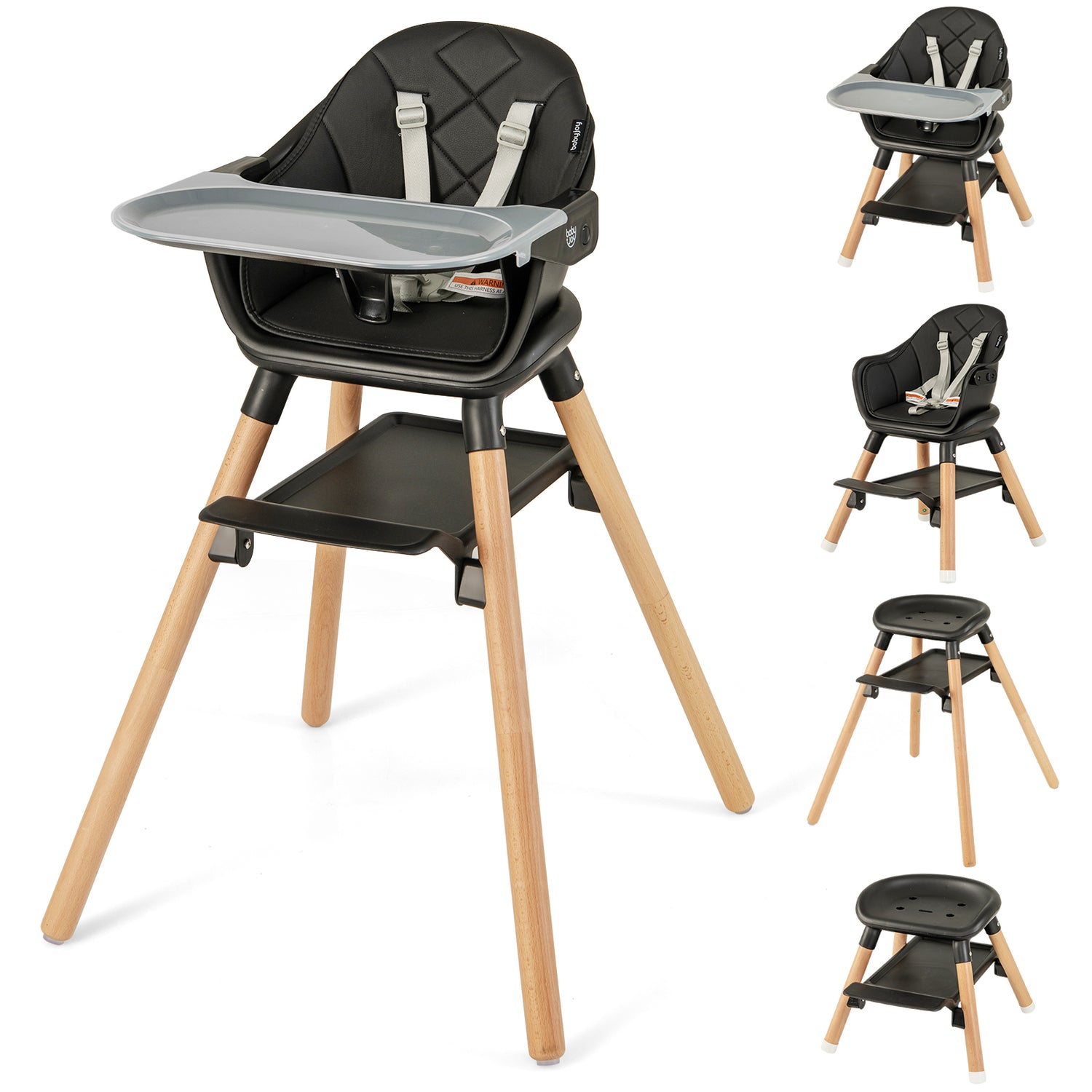 6-in-1 Baby High Chair with Removable Dishwasher and Safe Tray