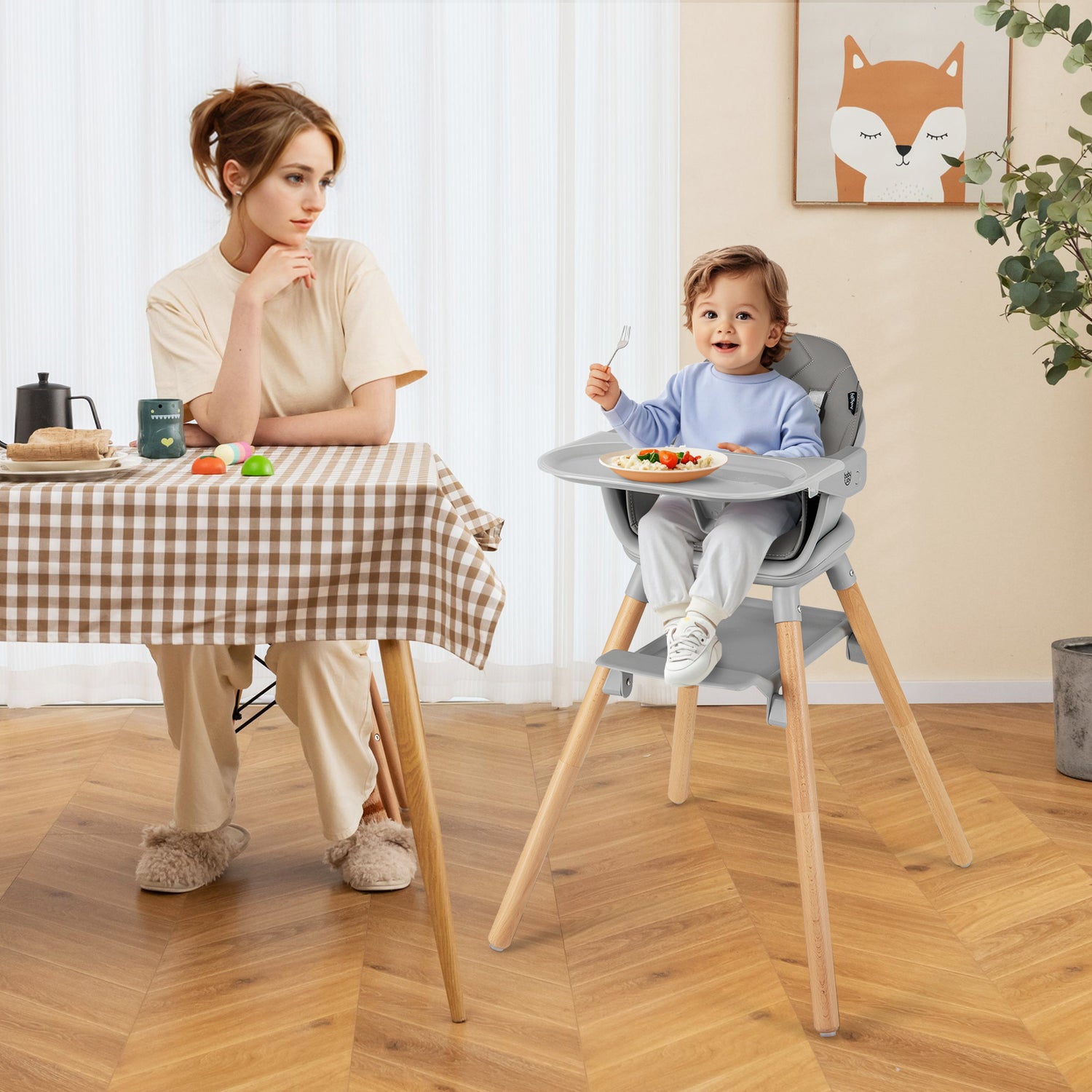 6-in-1 Baby High Chair with Removable Dishwasher and Safe Tray