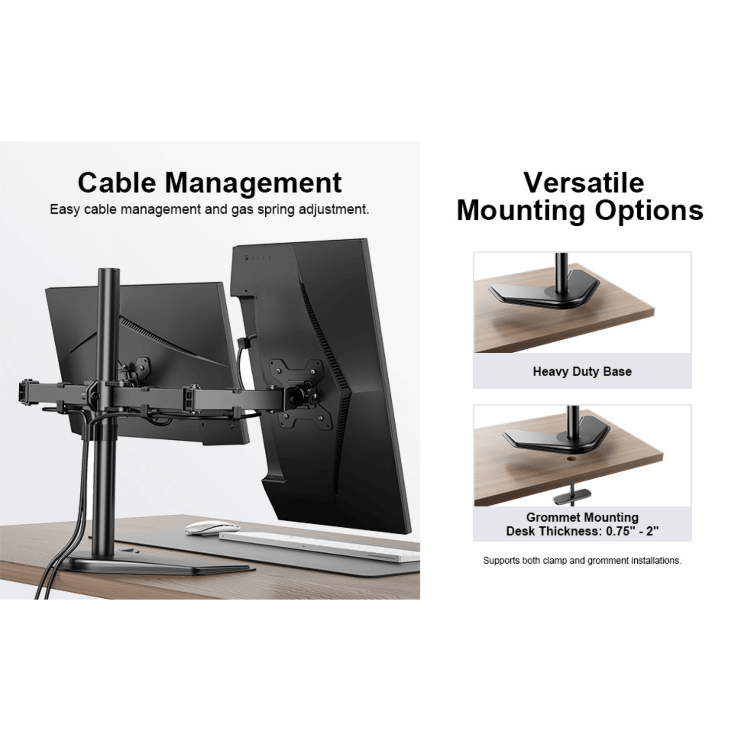 ErgoAV Motion Desk Stand for Dual Monitors 13" to 27" up to 22lbs