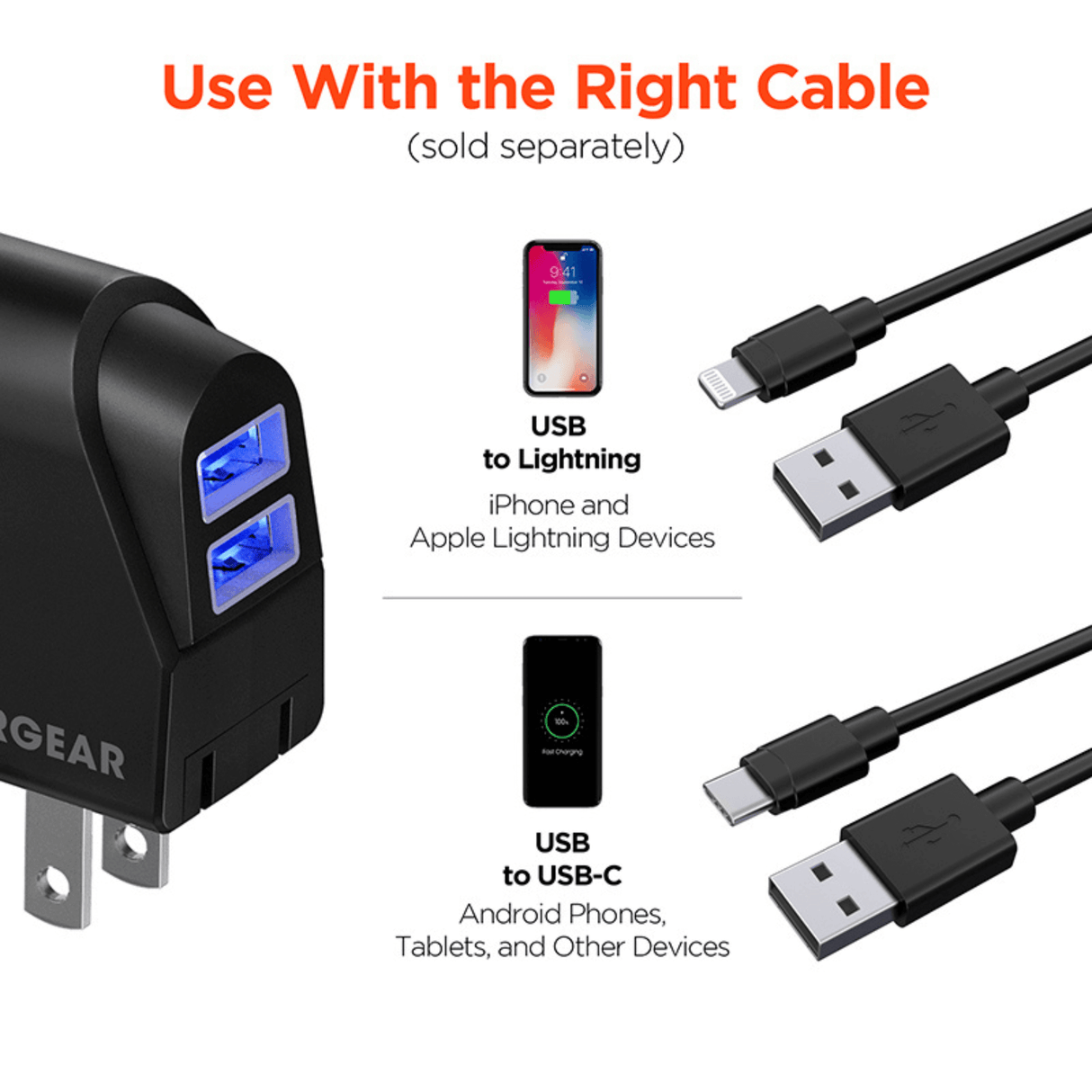 HyperGear Hybrid 2.1A Dual USB Car/Wall Charger